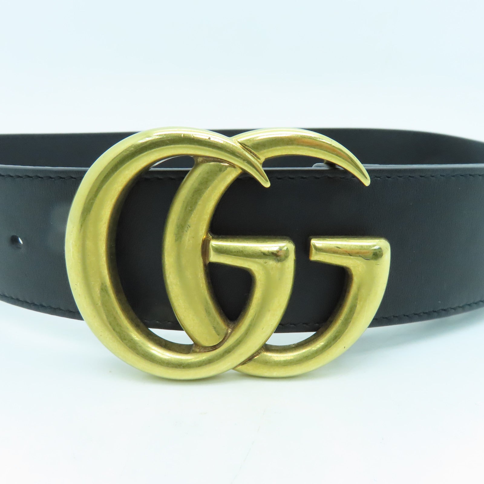 GUCCI 牛皮皮革Re-Edition金扣皮带黑色