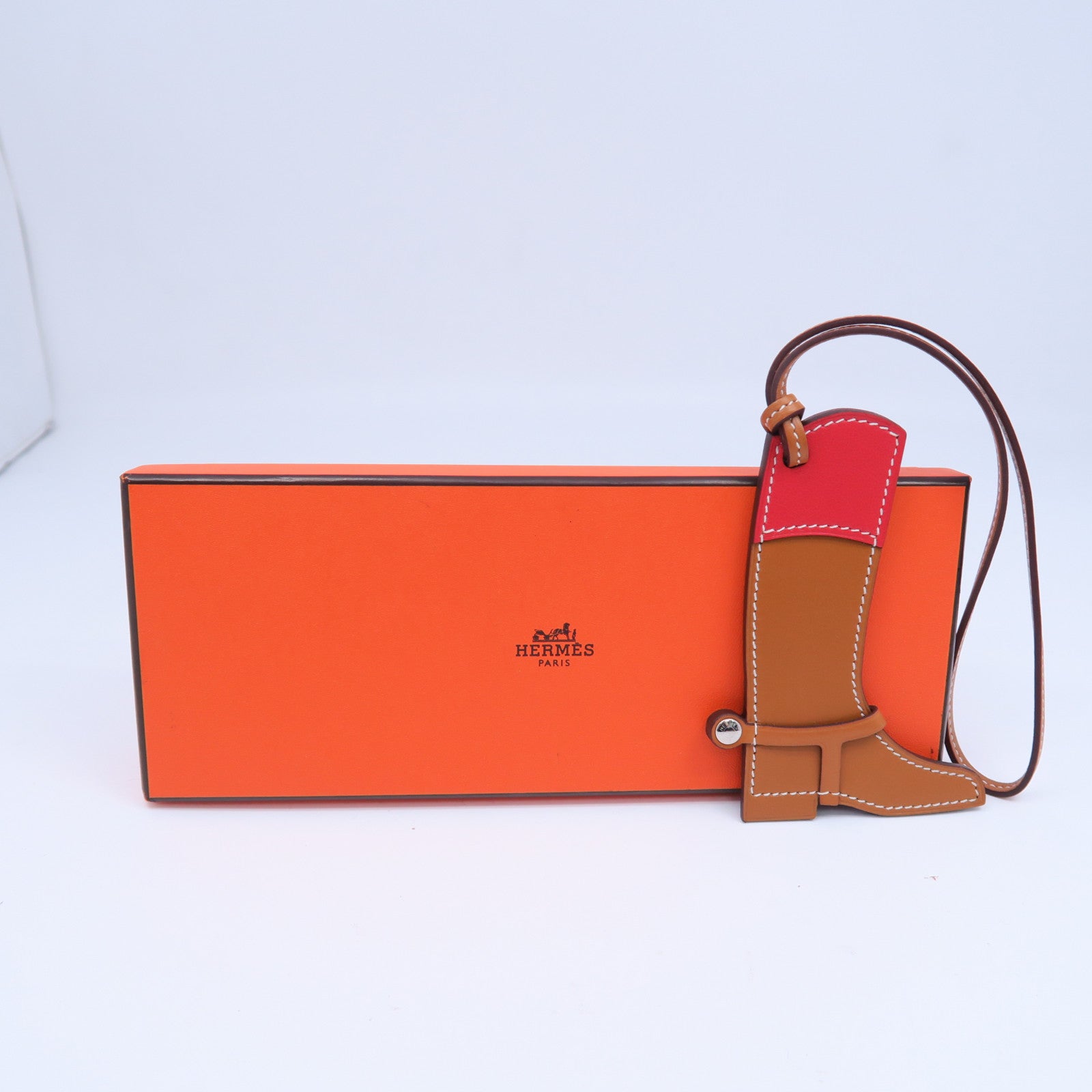 HERMES Swift皮革Charm掛飾啡色/紅色
