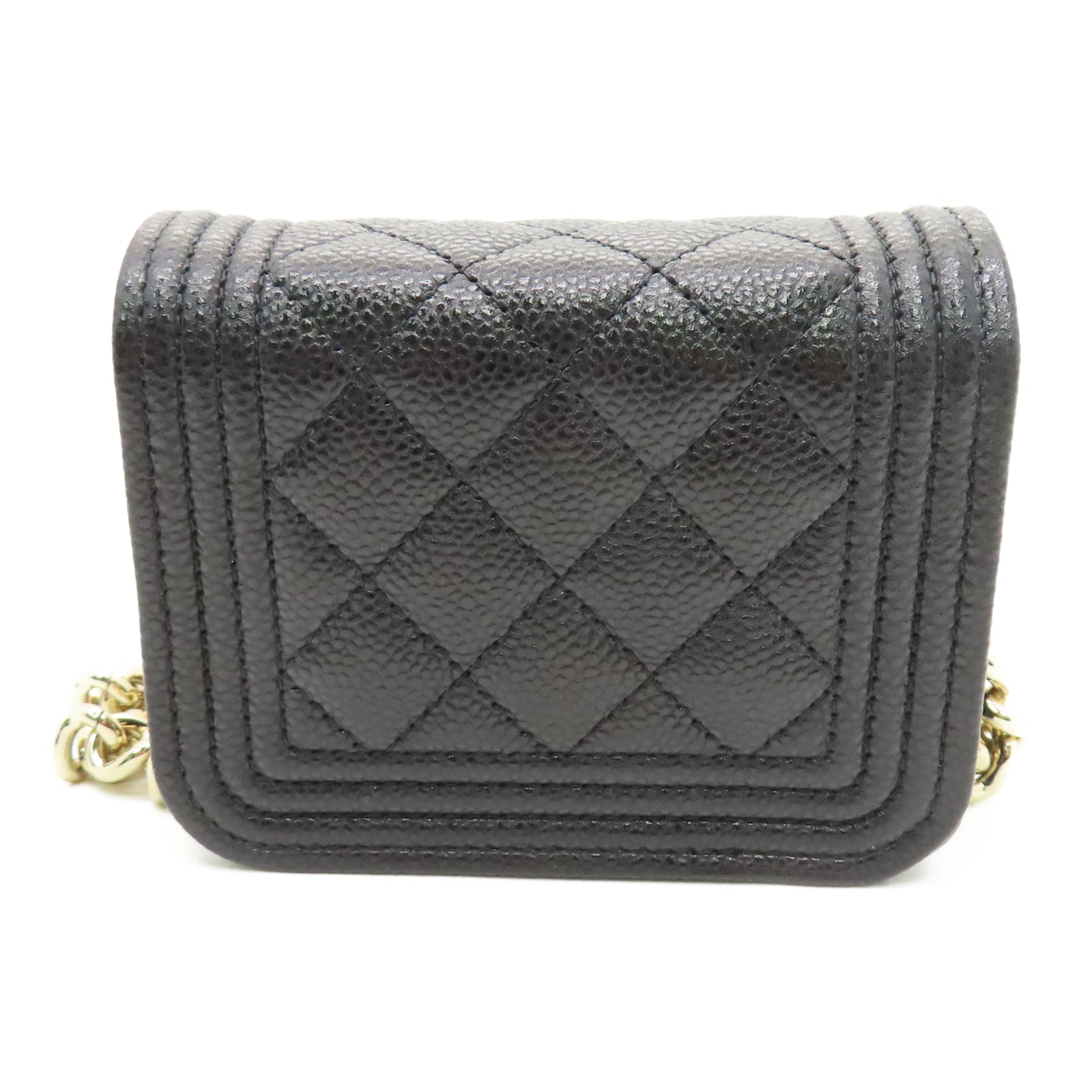 CHANEL 菱格Caviar皮革Waist Bag金扣链带腰包黑色