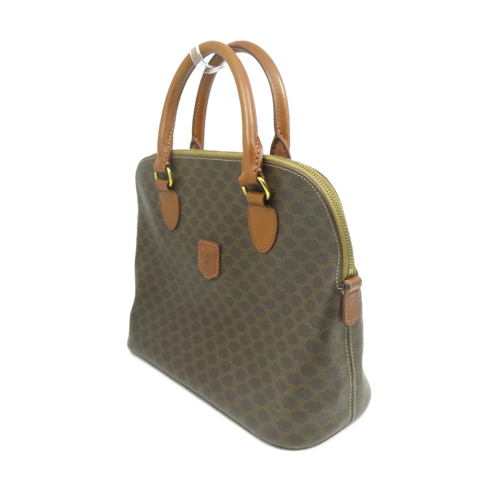 CELINE 塗層帆布Macadam Handbag金扣手挽袋啡色