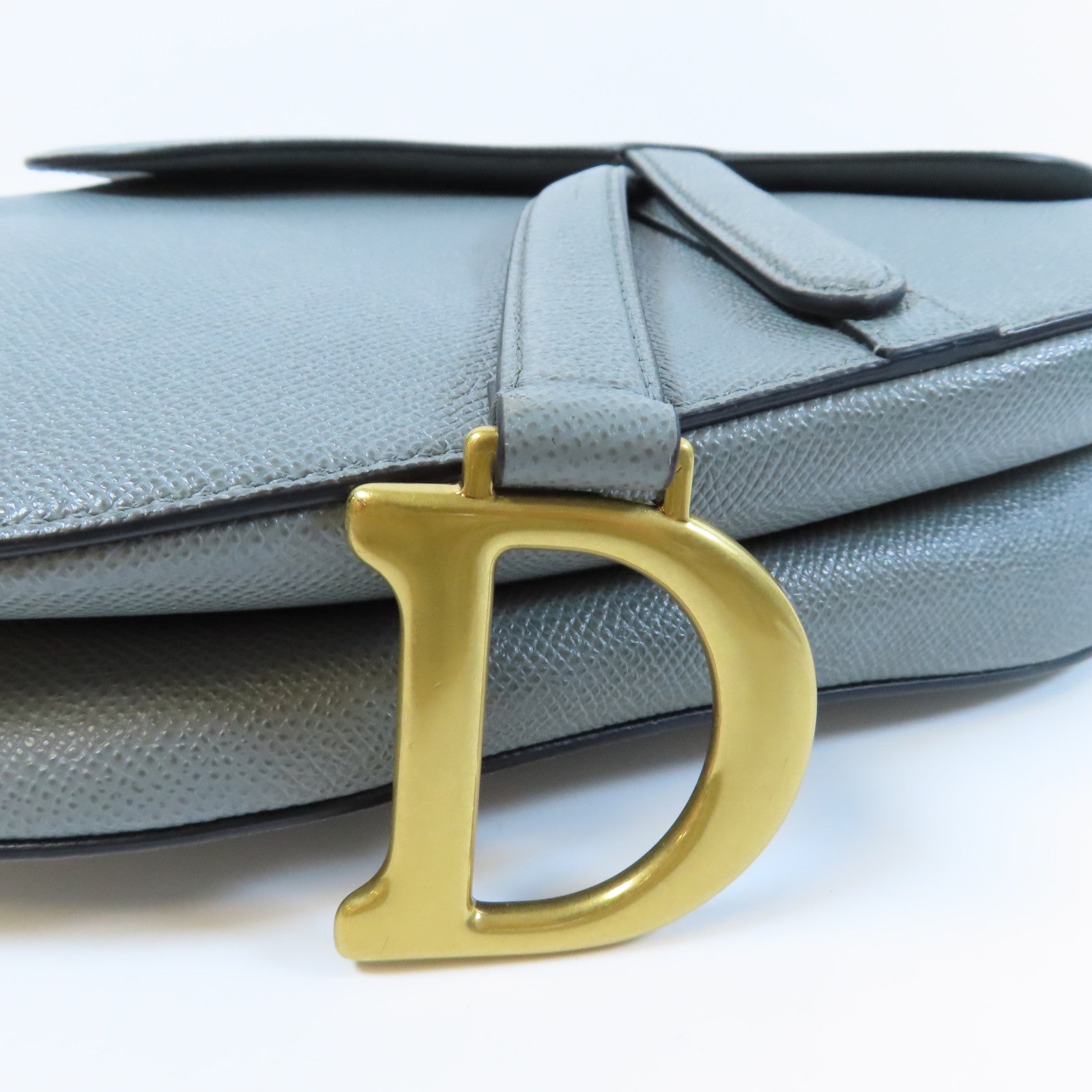 Dior 牛皮皮革Saddle金扣手挽肩背兩用袋灰色