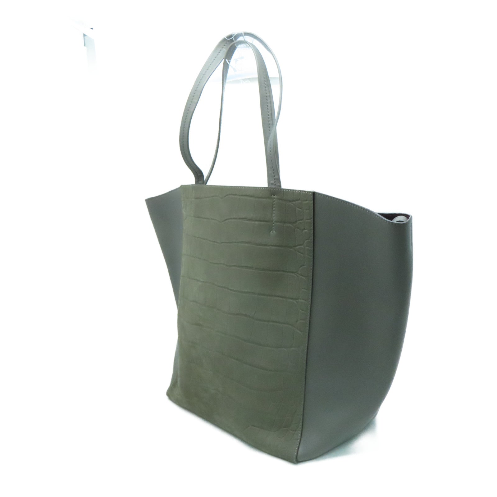 CELINE Cowhide Leather Tote Bag Gray
