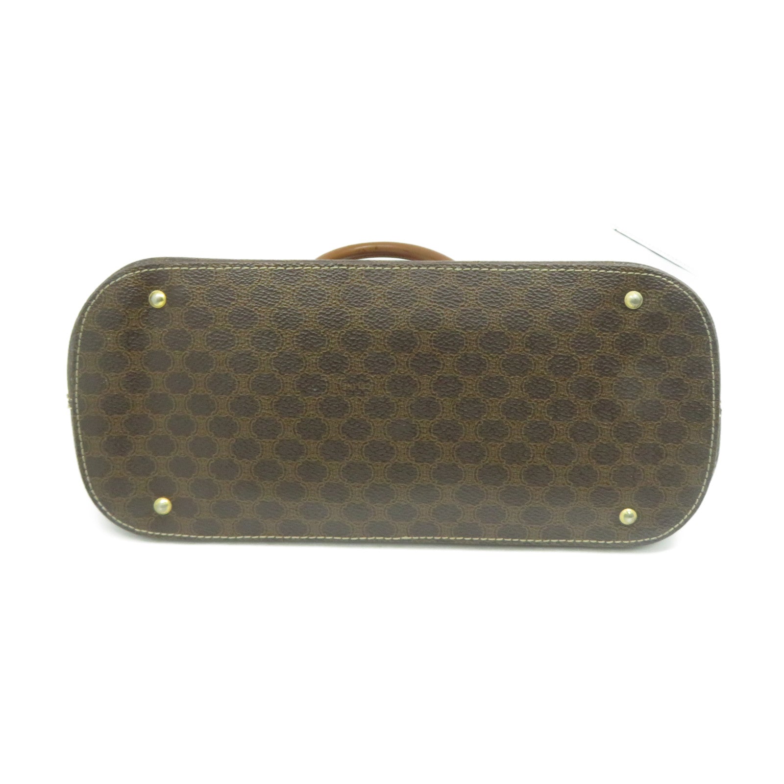 CELINE 塗層帆布Macadam Handbag金扣手挽袋啡色