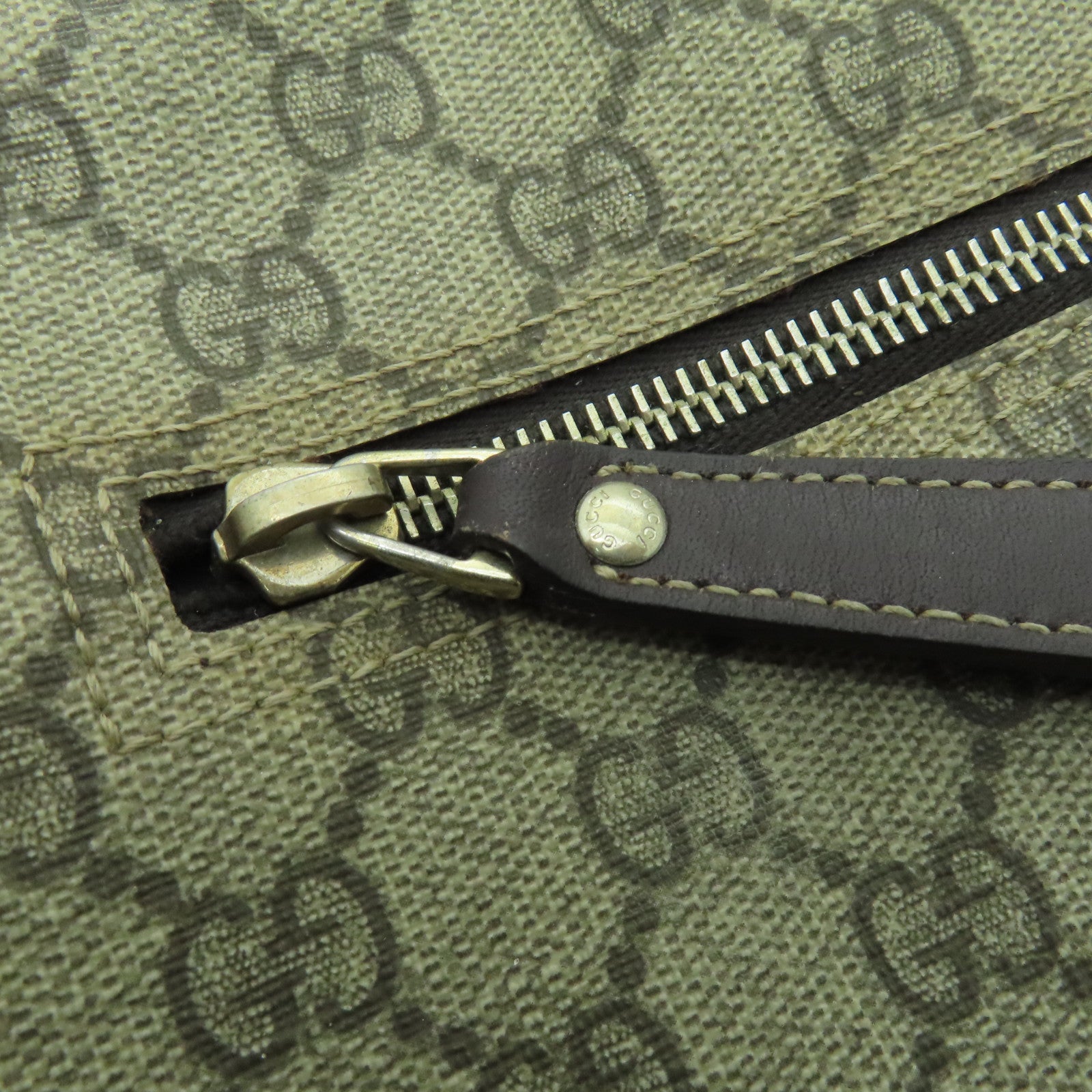 GUCCI 塗層帆布Shoulder Bag金扣肩背袋啡色