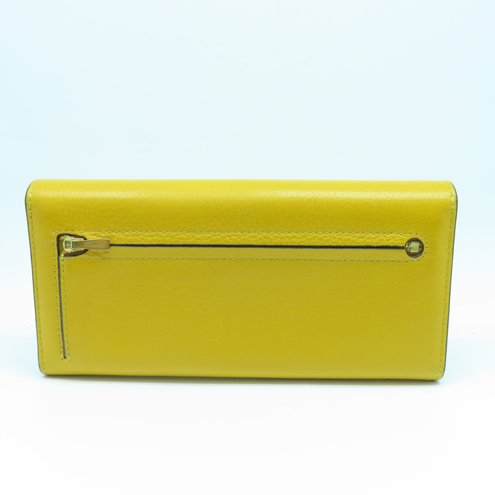 MULBERRY Leather Long Wallet Gold Buckle Yellow/Brown