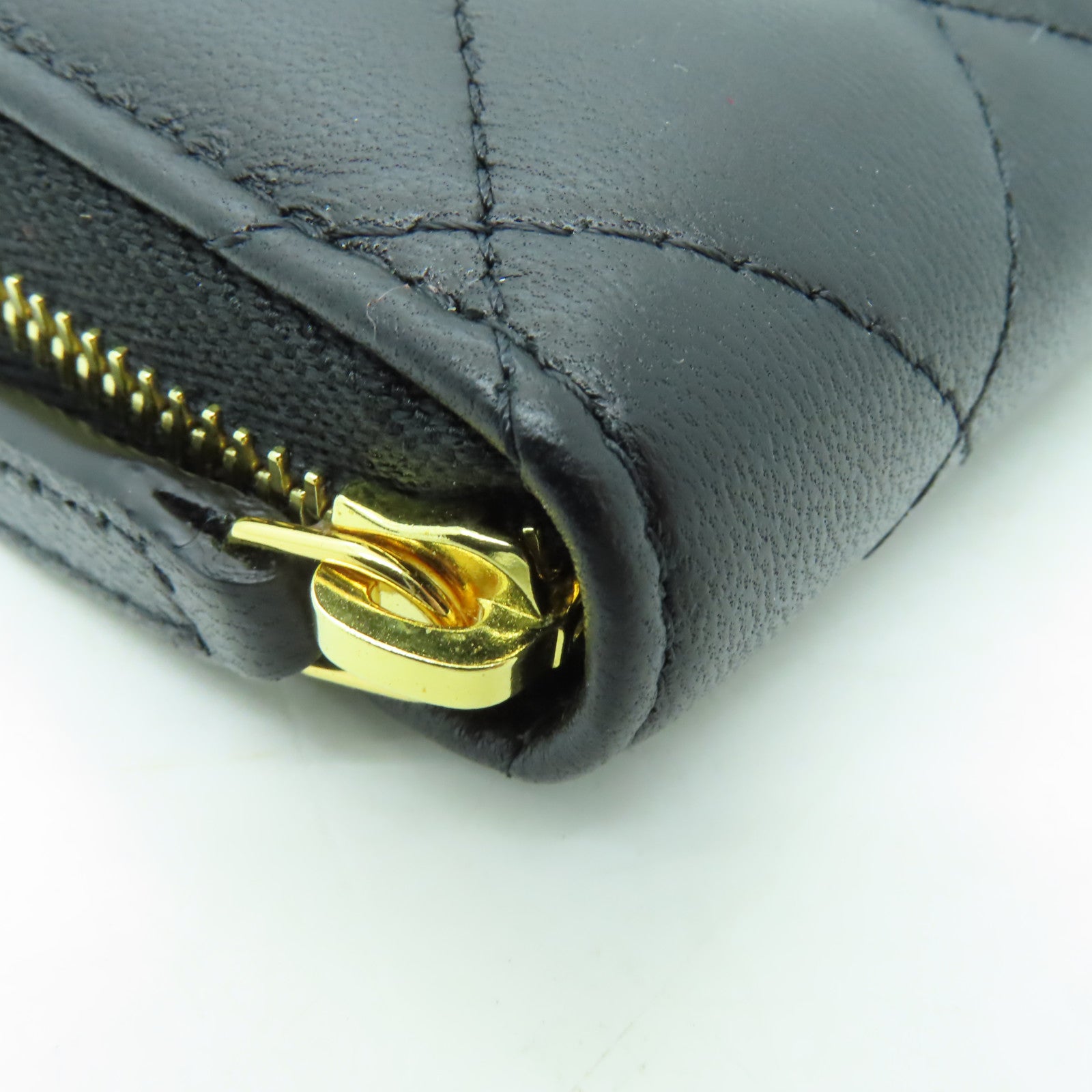 CHANEL 菱格羊皮皮革Coin Purse金扣零錢包黑色