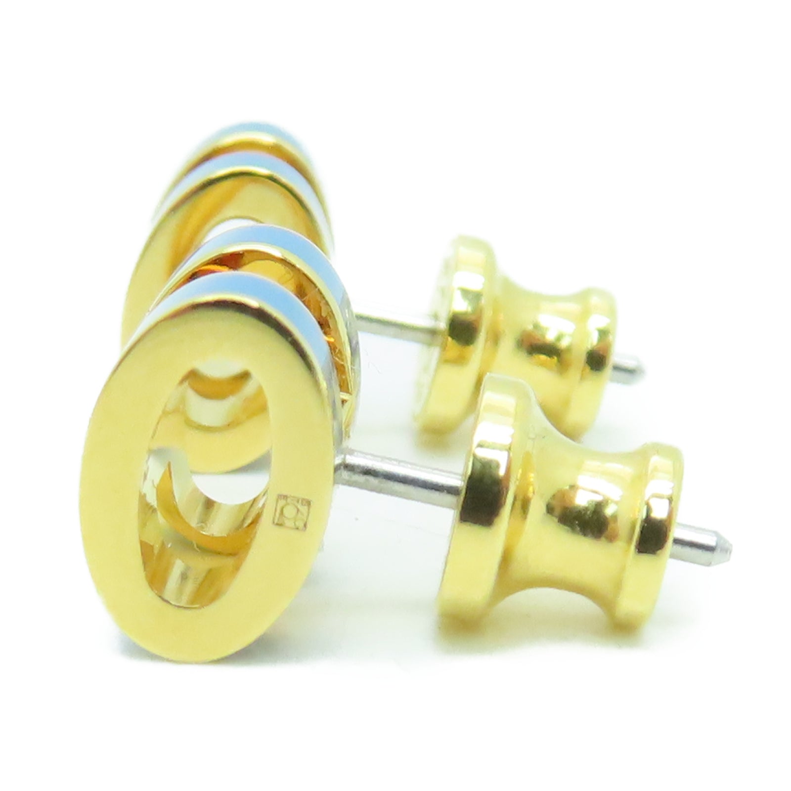 HERMES 金属Mini Pop H Earrings耳环微风蓝色/金色