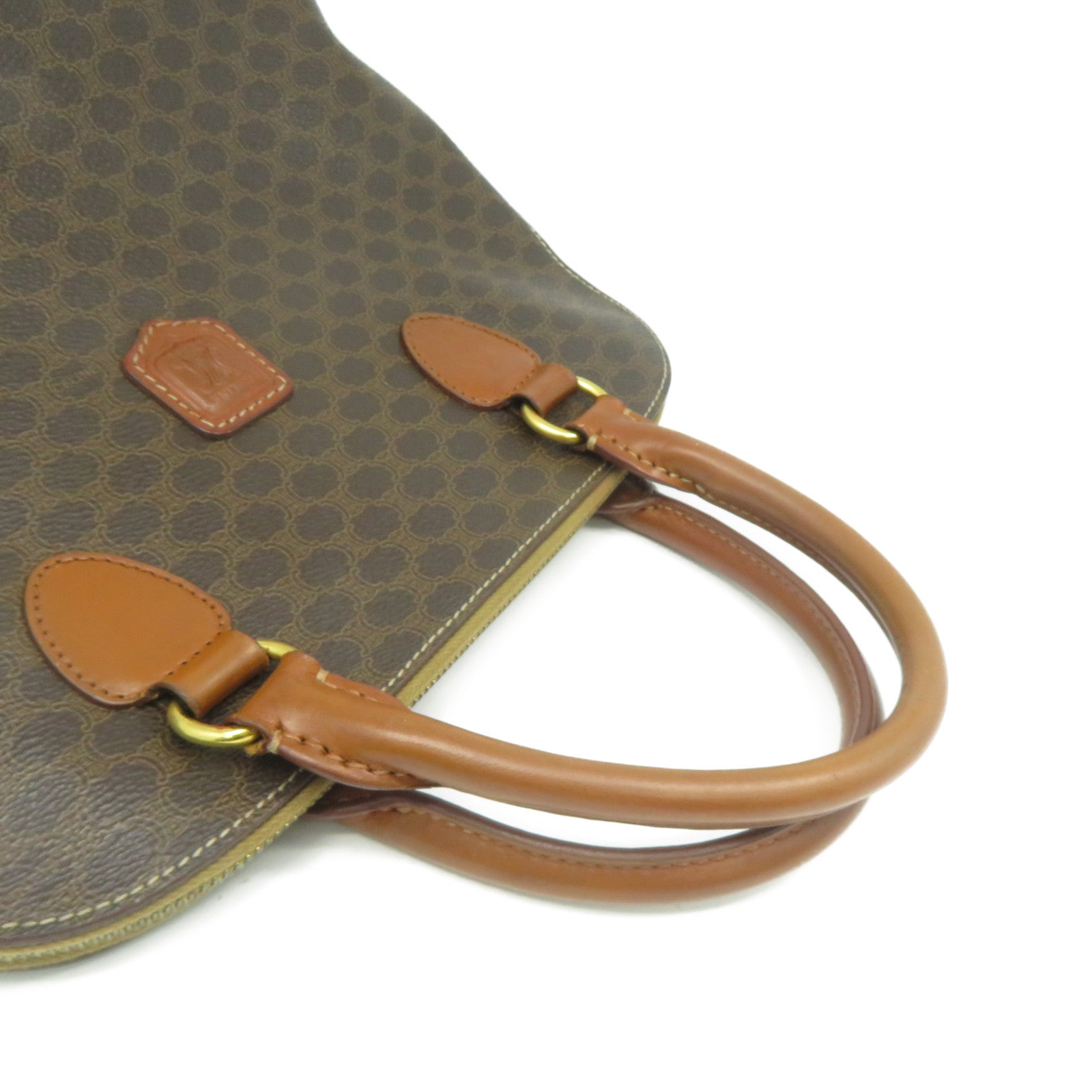 CELINE 塗層帆布Macadam Handbag金扣手挽袋啡色