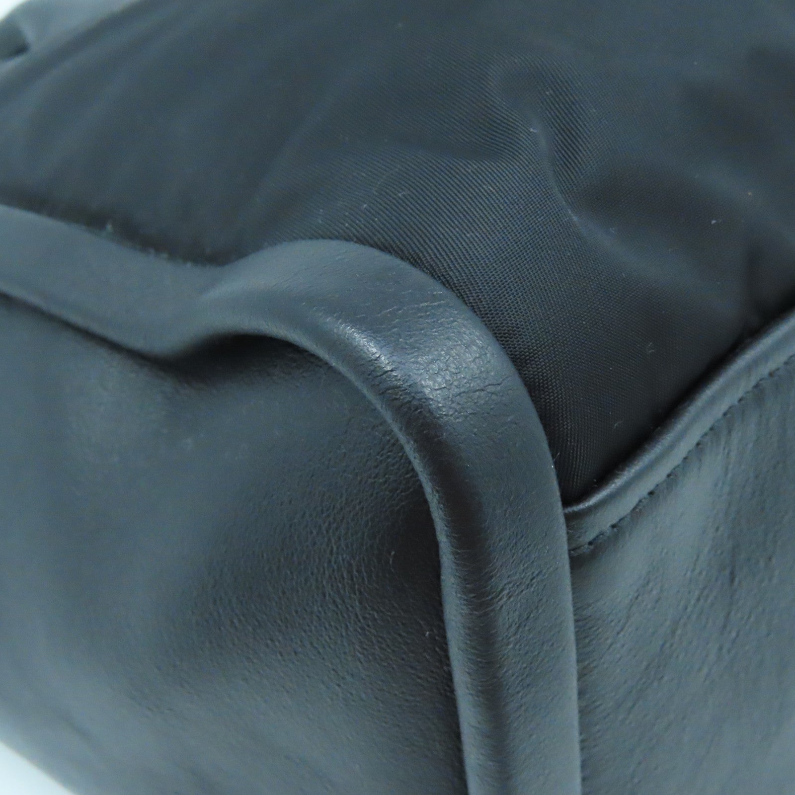 PRADA 尼龙/牛皮皮革2way Shoulder Bag银扣手挽肩背两用袋黑色