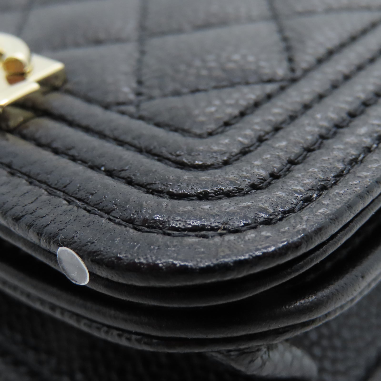 CHANEL 菱格Caviar皮革Waist Bag金扣链带腰包黑色