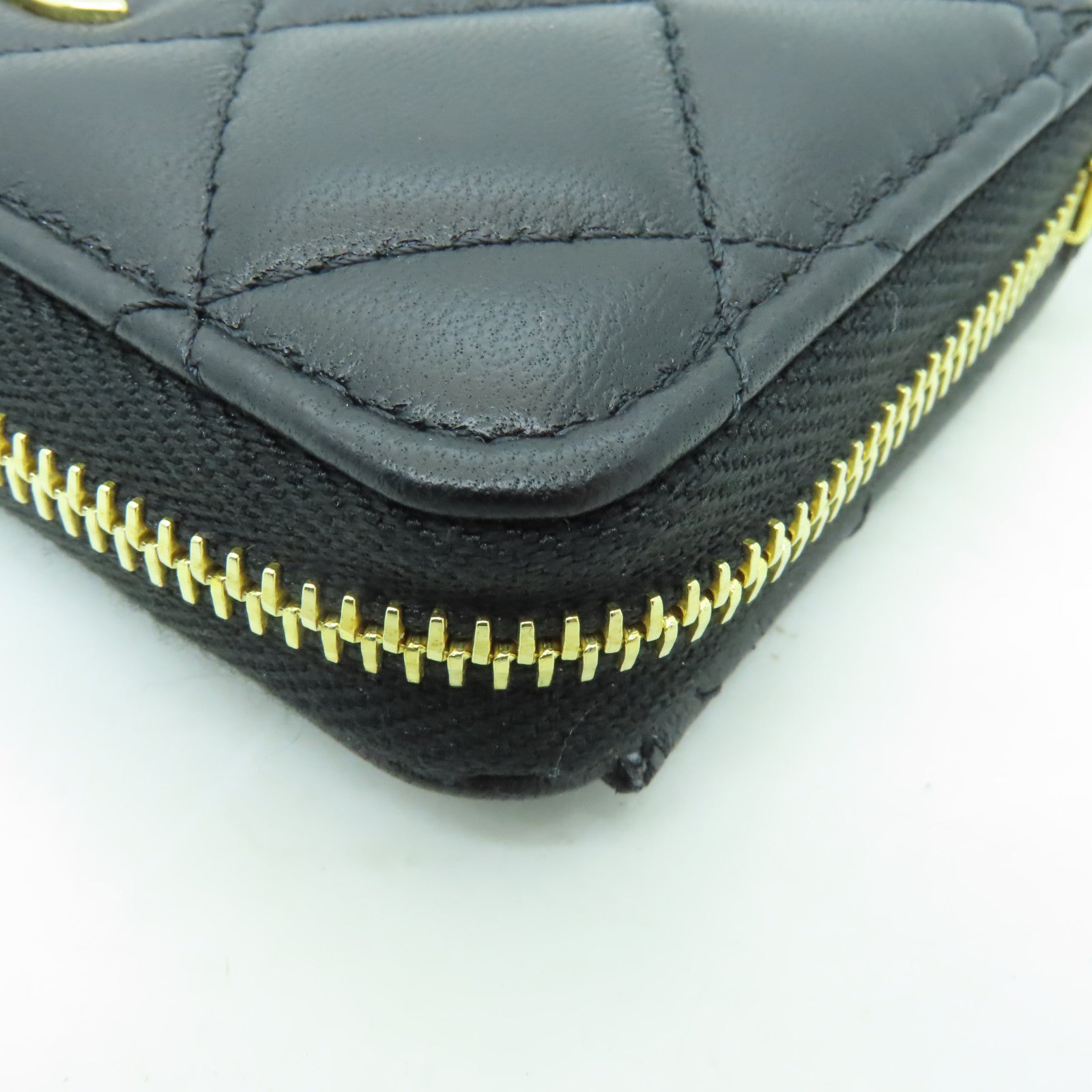 CHANEL 菱格羊皮皮革Coin Purse金扣零錢包黑色
