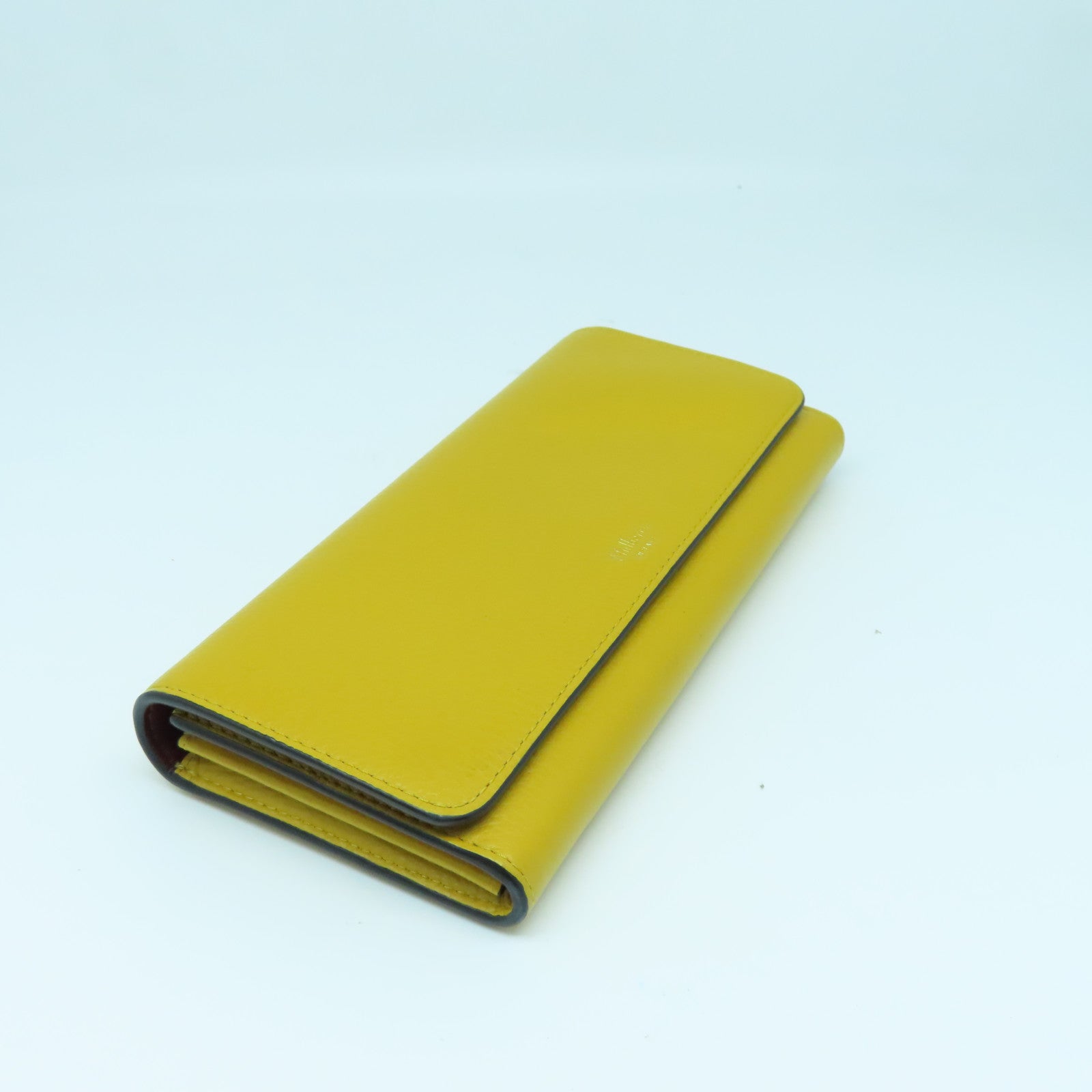 MULBERRY Leather Long Wallet Gold Buckle Yellow/Brown