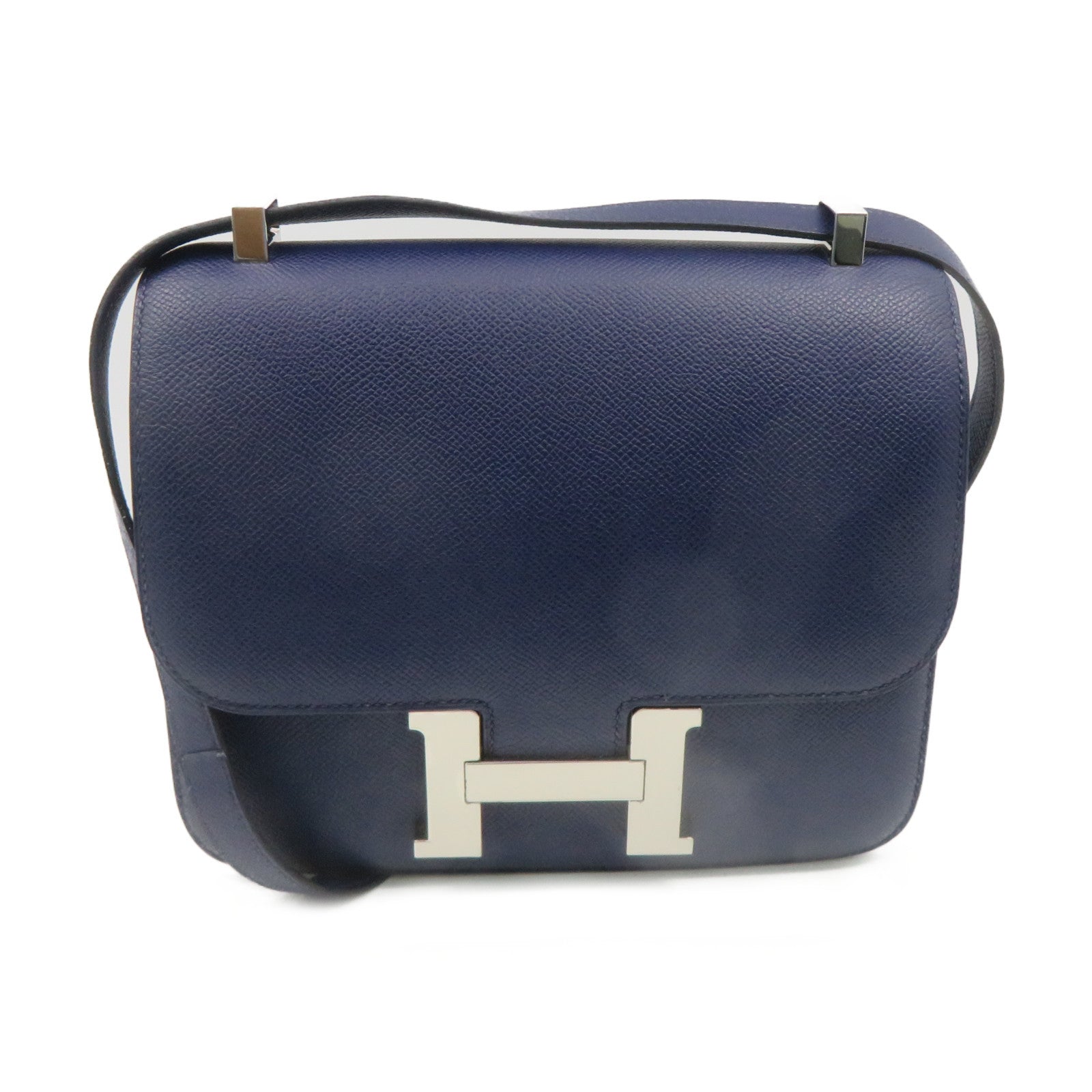 HERMES 【激減優惠】Epsom皮革Constance 24 Shoulder Bag銀扣肩背袋藍色