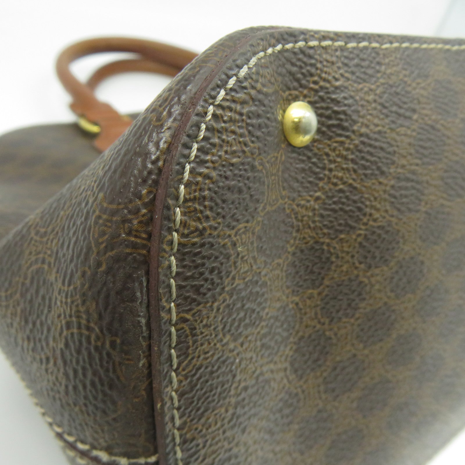 CELINE 塗層帆布Macadam Handbag金扣手挽袋啡色