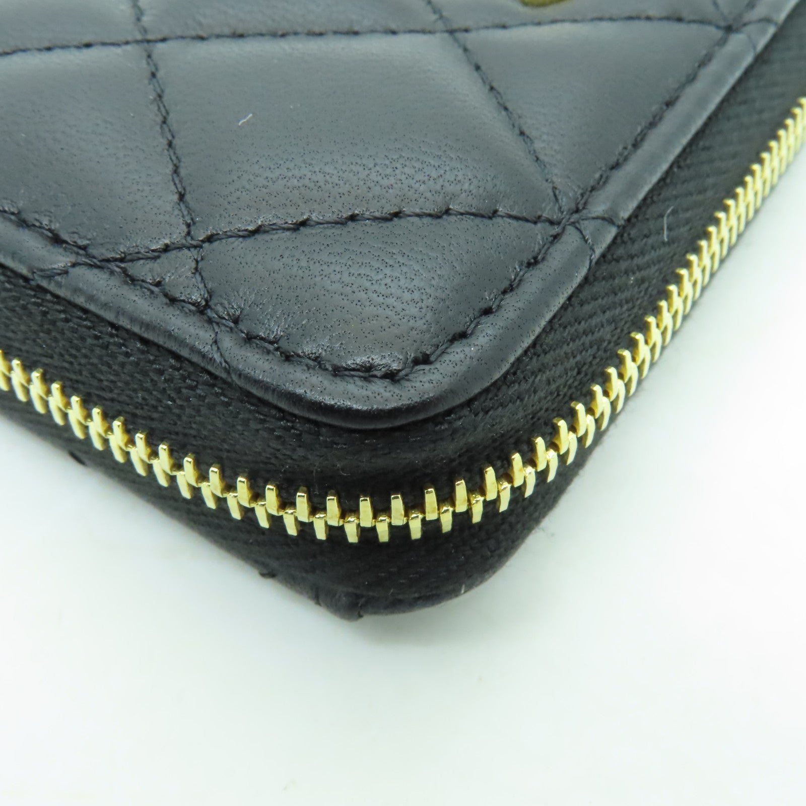 CHANEL 菱格羊皮皮革Coin Purse金扣零錢包黑色