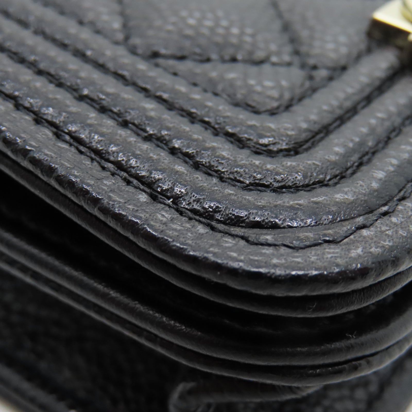 CHANEL 菱格Caviar皮革Waist Bag金扣链带腰包黑色