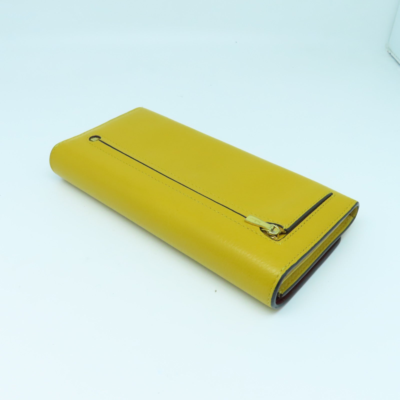 MULBERRY Leather Long Wallet Gold Buckle Yellow/Brown