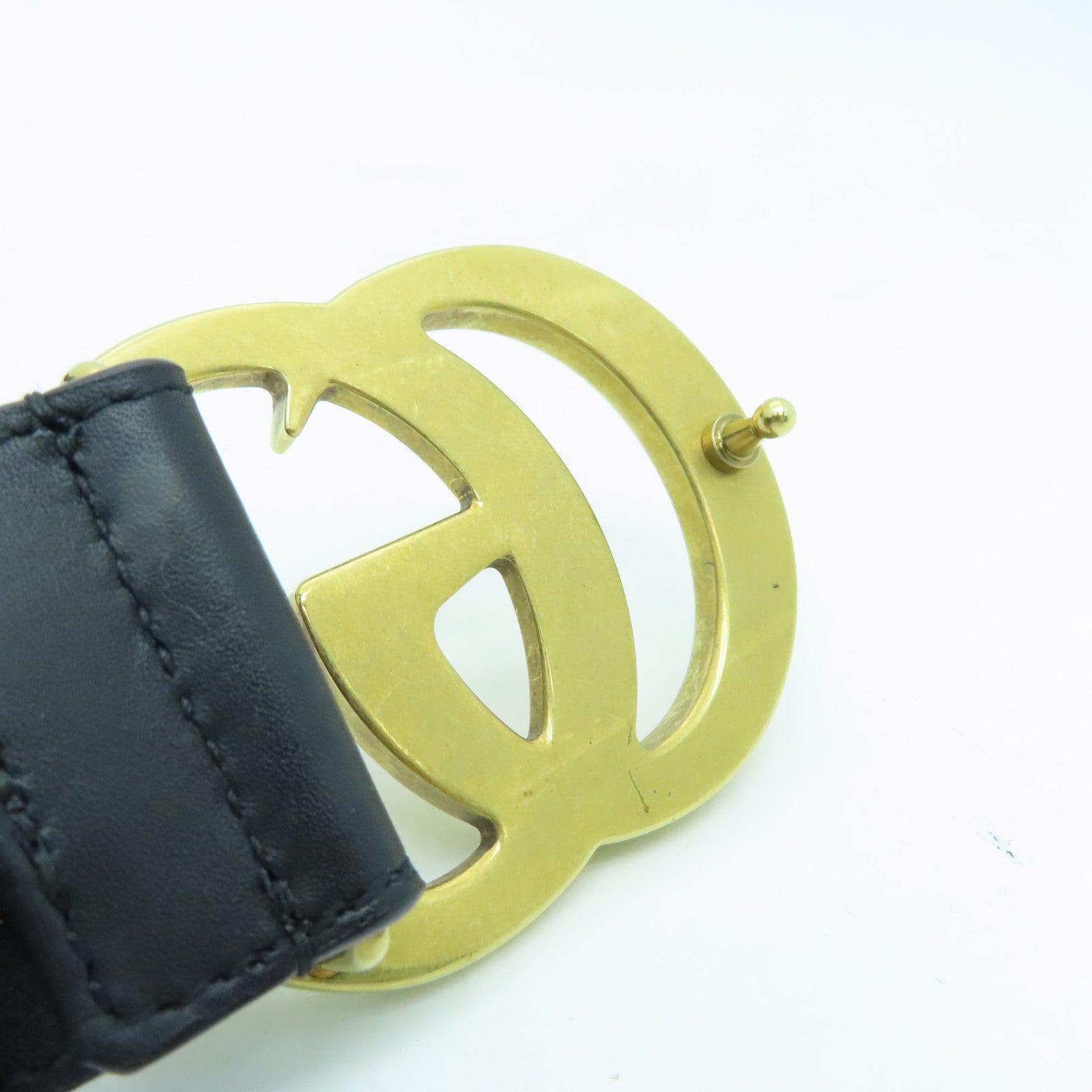 GUCCI 牛皮皮革Re-Edition金扣皮带黑色