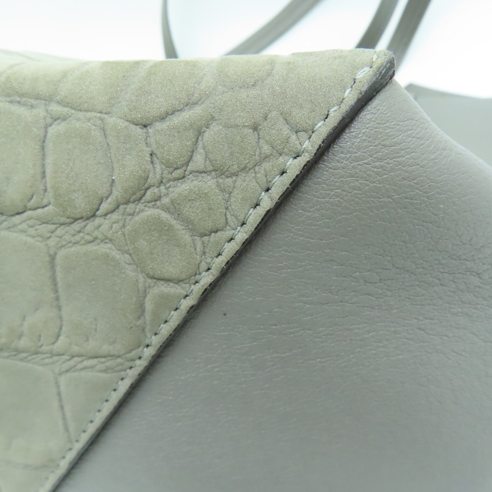 CELINE Cowhide Leather Tote Bag Gray
