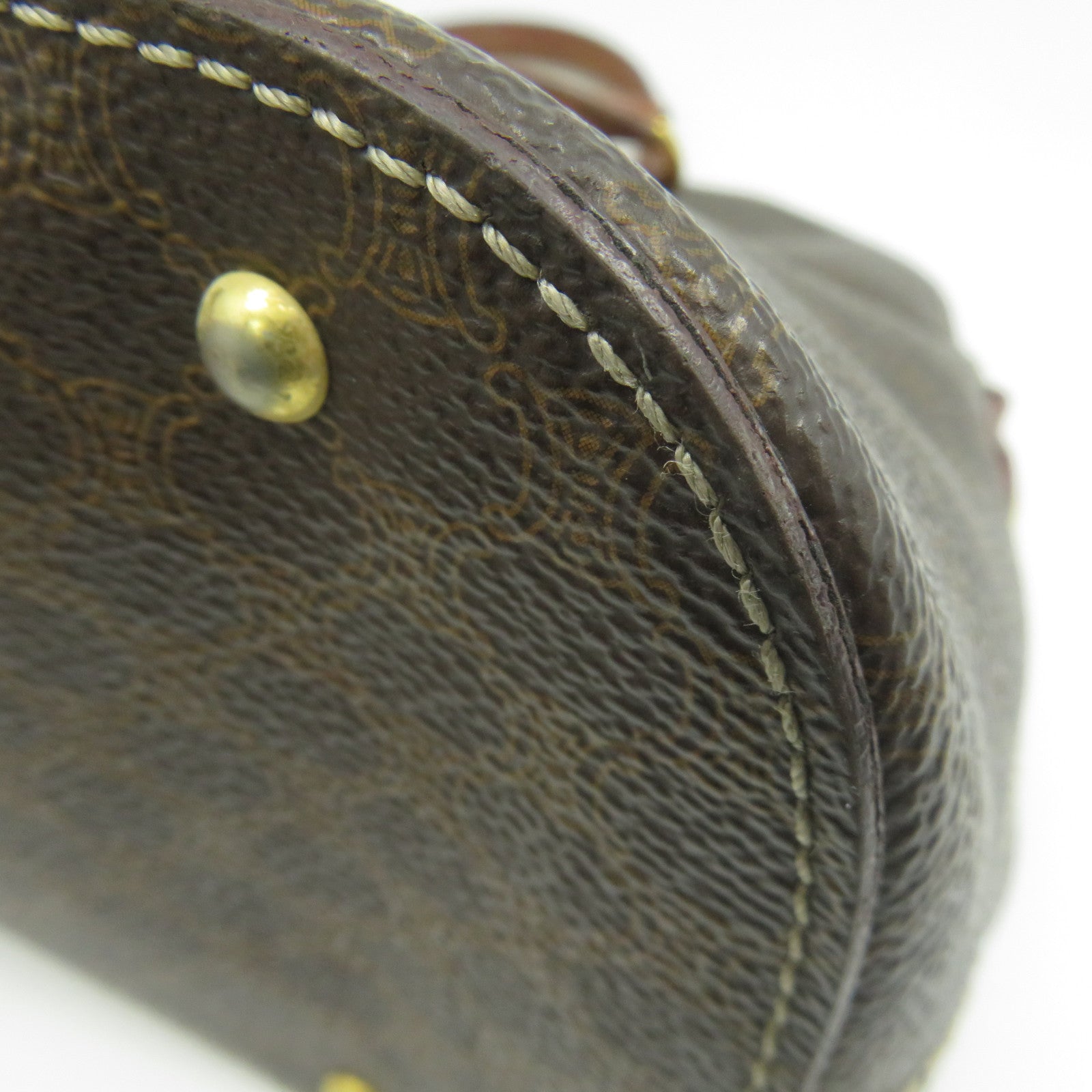 CELINE 塗層帆布Macadam Handbag金扣手挽袋啡色
