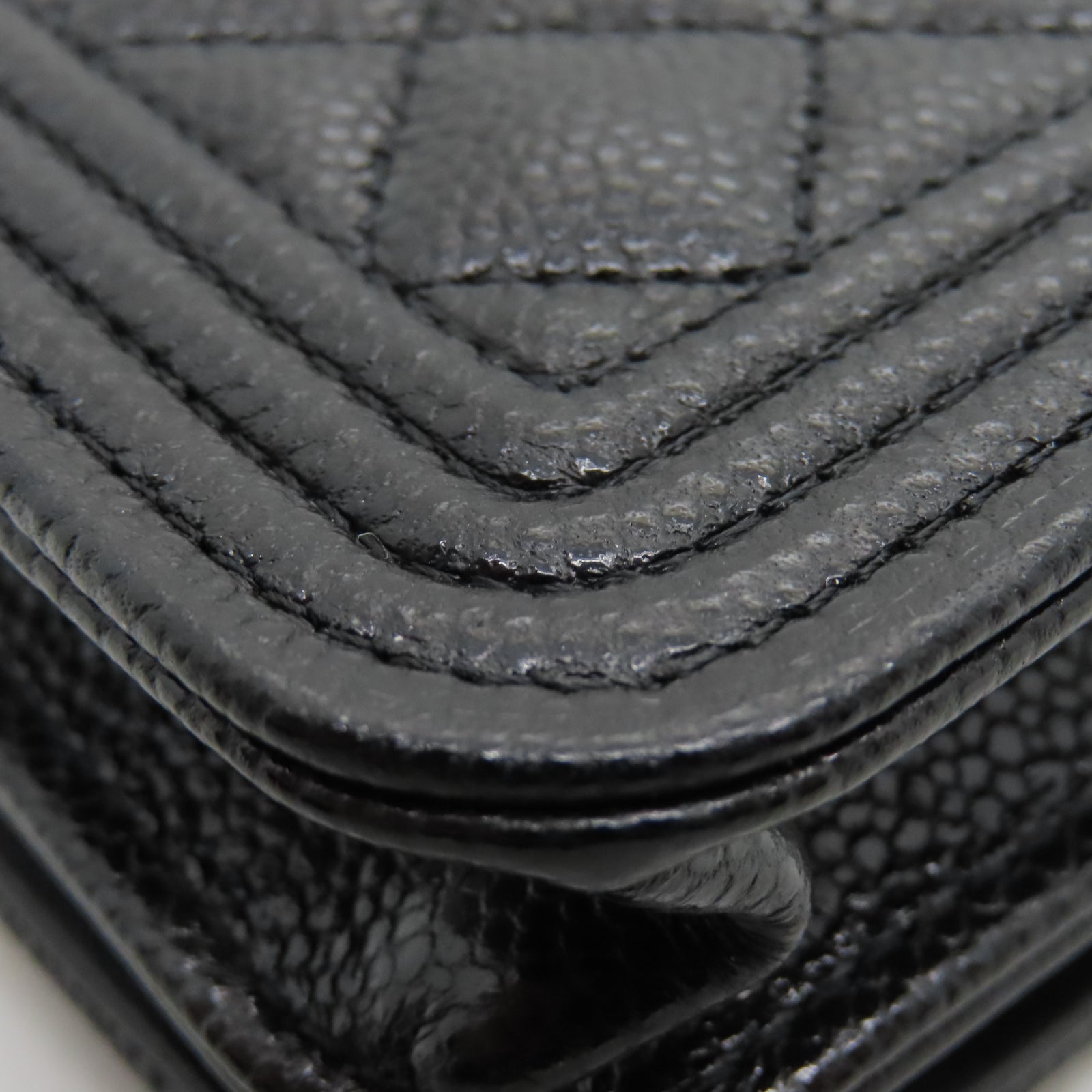 CHANEL 菱格Caviar皮革Waist Bag金扣链带腰包黑色