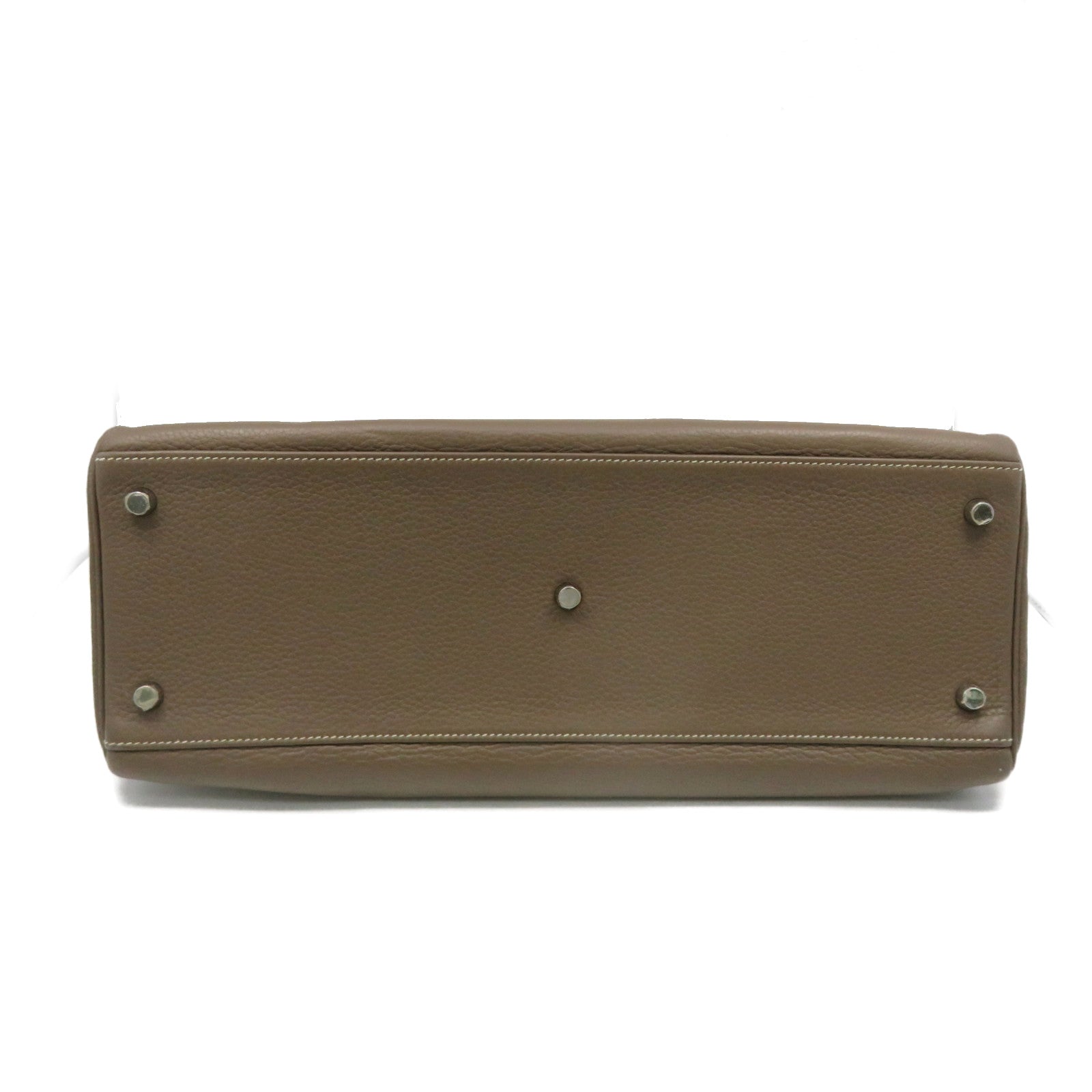 HERMES 【激减优惠】Clemence皮革银扣Shoulder Kelly Hand Bag手挽袋灰色