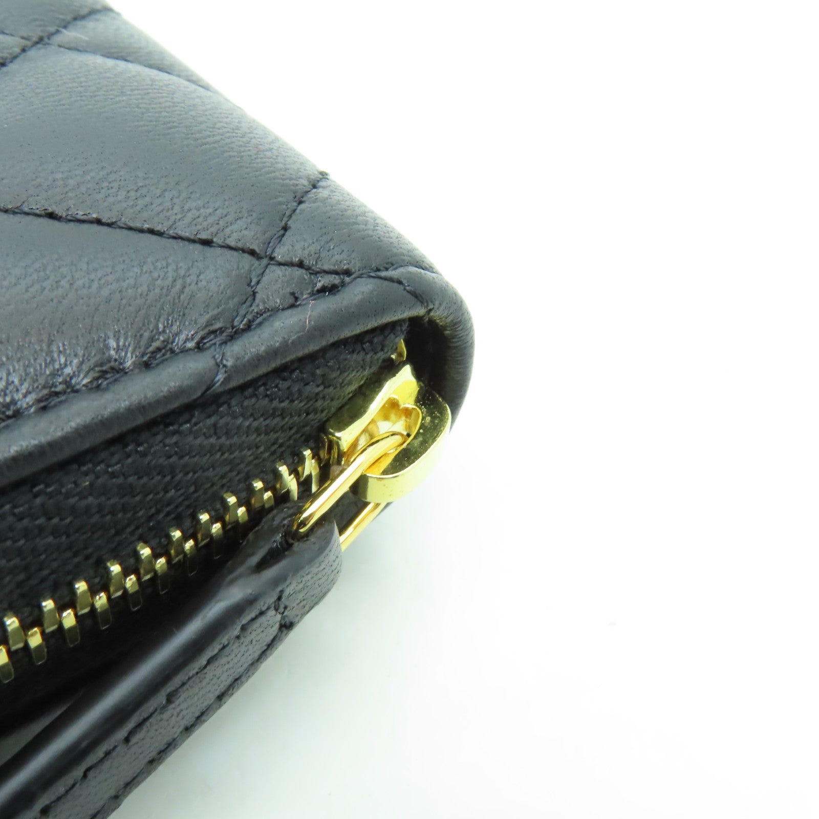CHANEL 菱格羊皮皮革Coin Purse金扣零錢包黑色