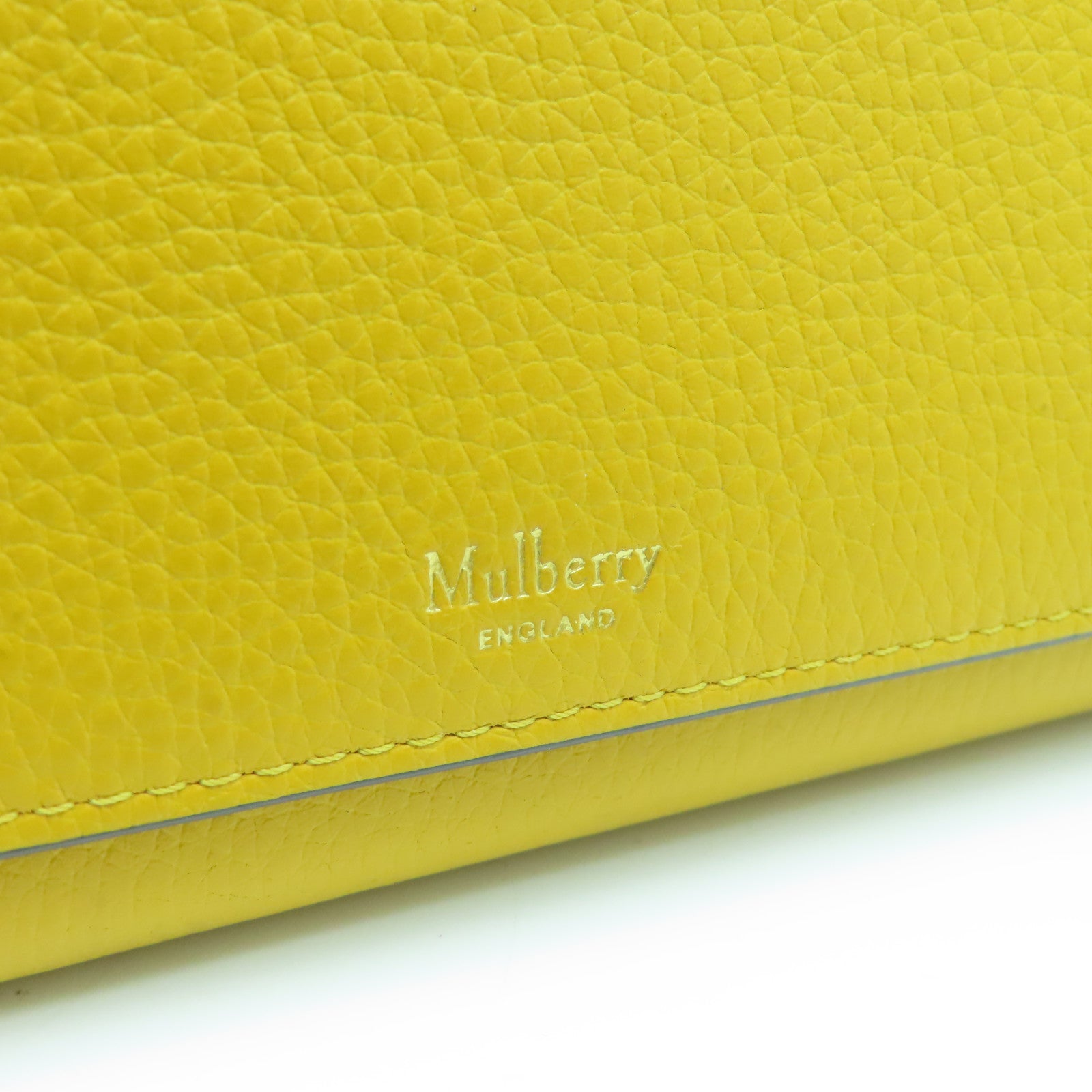 MULBERRY Leather Long Wallet Gold Buckle Yellow/Brown