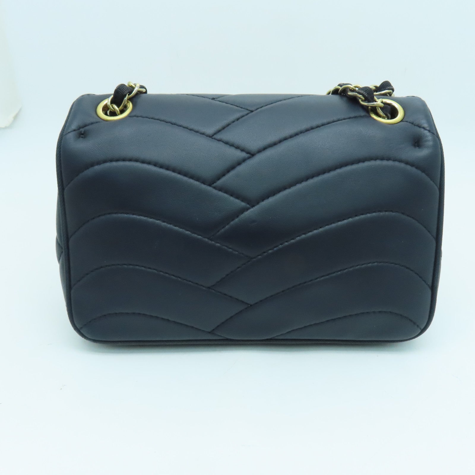 CHANEL 【激減優惠】羊皮皮革Chain Shoulder金扣肩背袋藍色