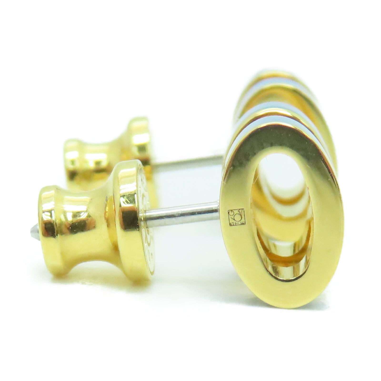 HERMES 金属Mini Pop H Earrings耳环微风蓝色/金色