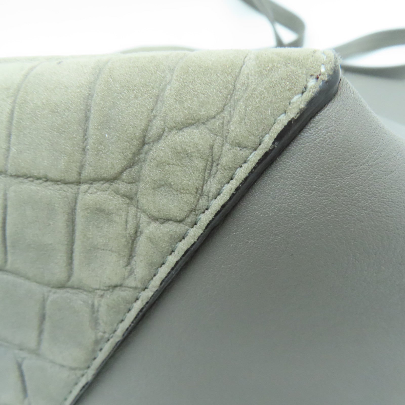 CELINE Cowhide Leather Tote Bag Gray