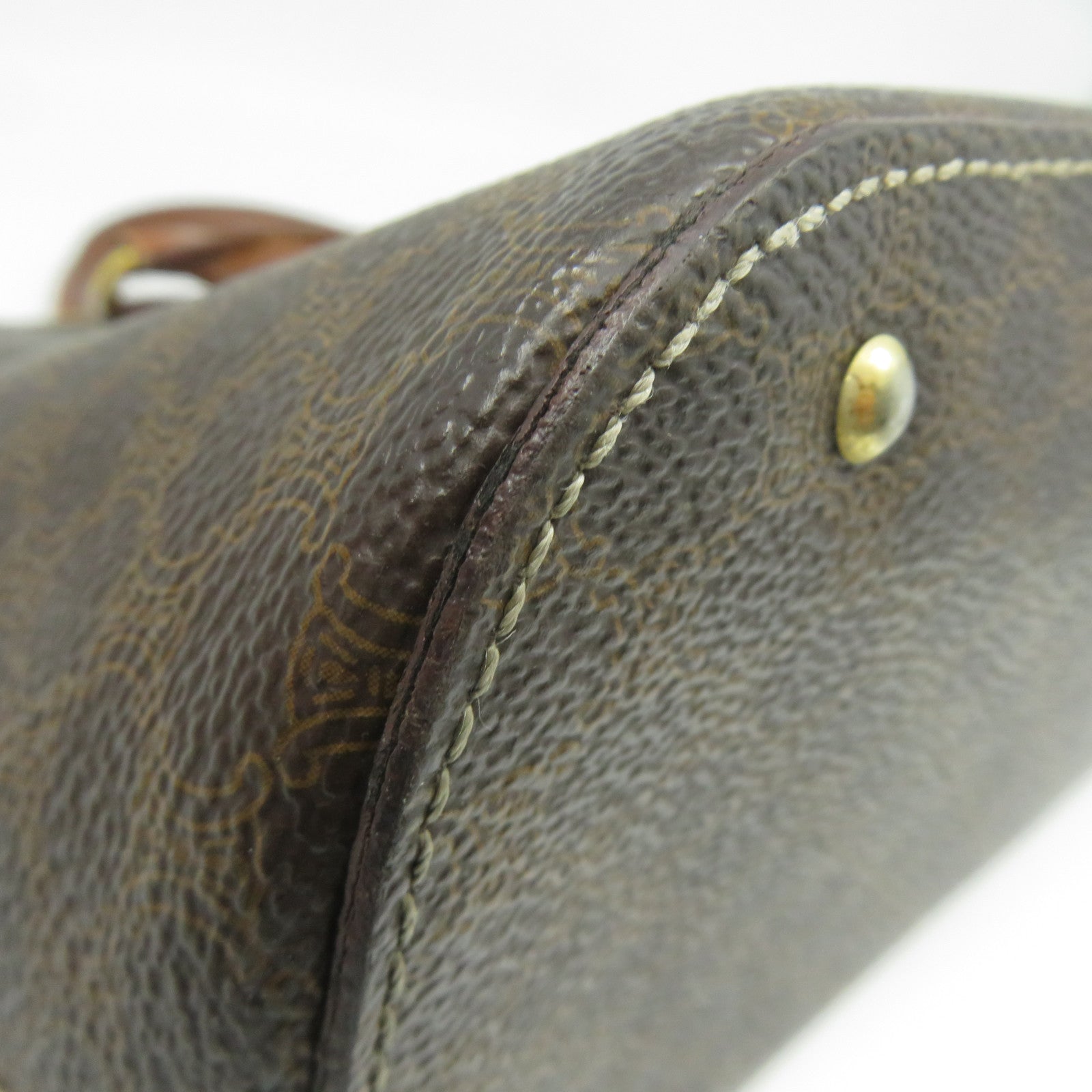 CELINE 塗層帆布Macadam Handbag金扣手挽袋啡色