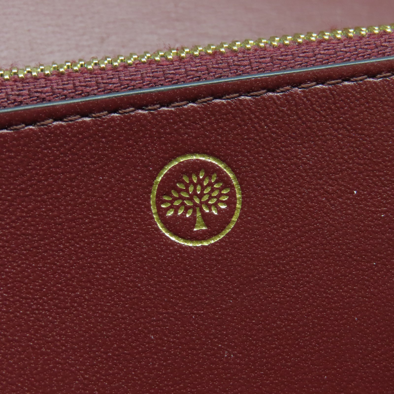 MULBERRY Leather Long Wallet Gold Buckle Yellow/Brown