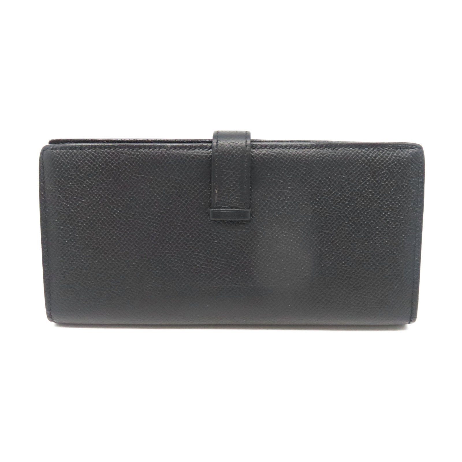 HERMES 【激減優惠】Veau Epsom皮革Bearn Wallet銀扣長錢包黑色