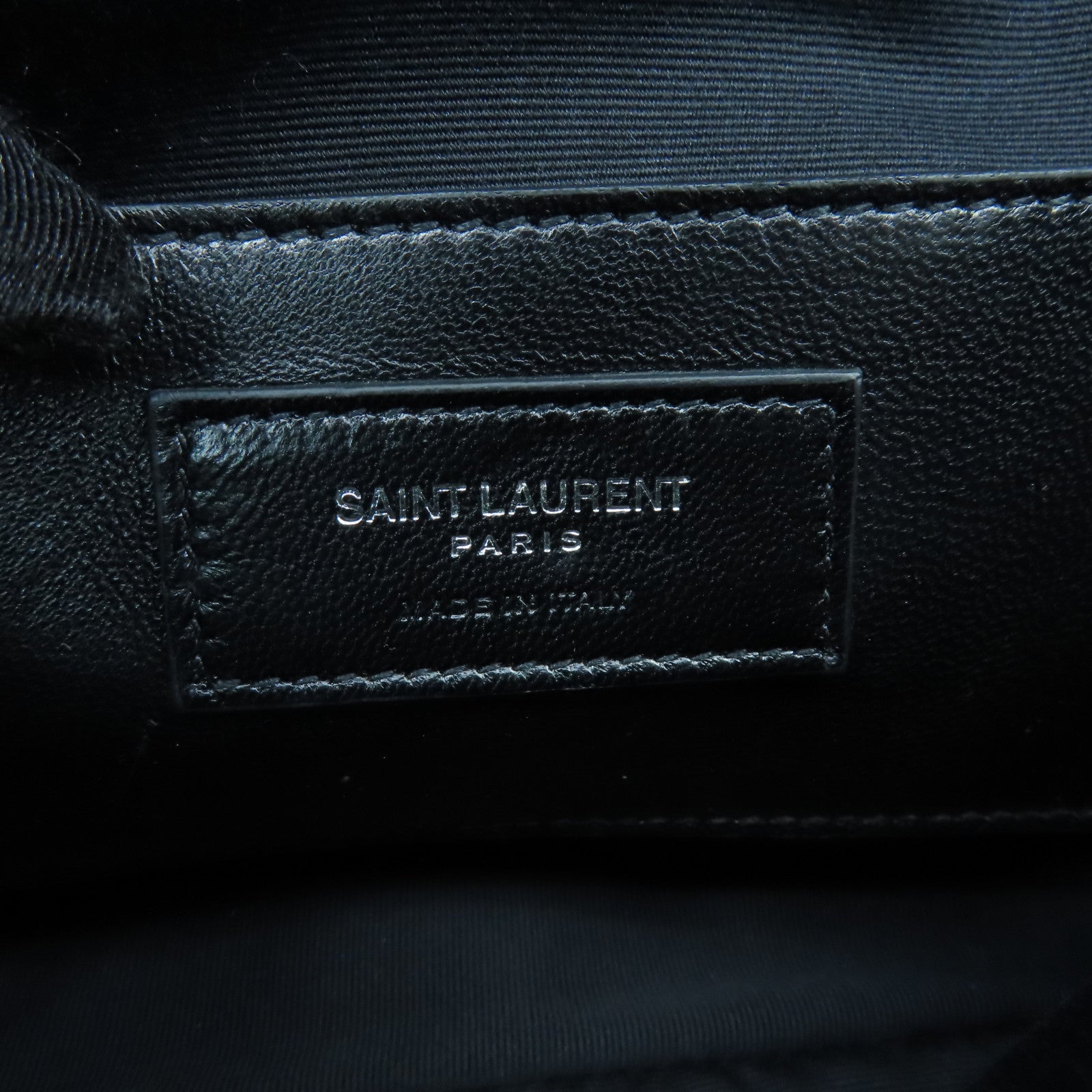 SAINT LAURENT Leather Chain Shoulder Silver Buckle Shoulder Bag Black