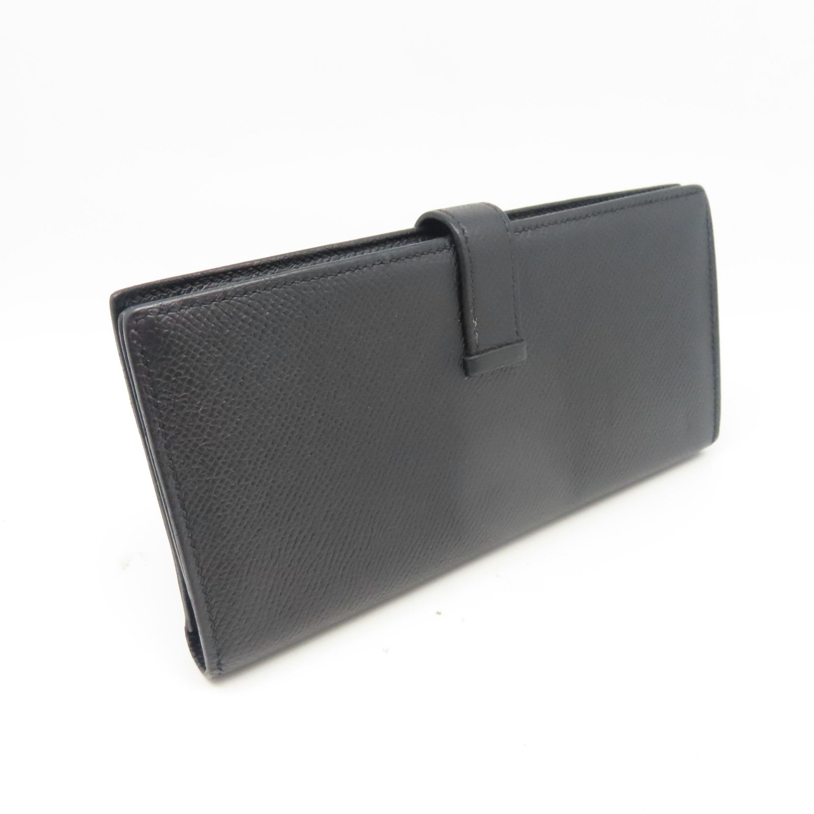 HERMES 【激減優惠】Veau Epsom皮革Bearn Wallet銀扣長錢包黑色