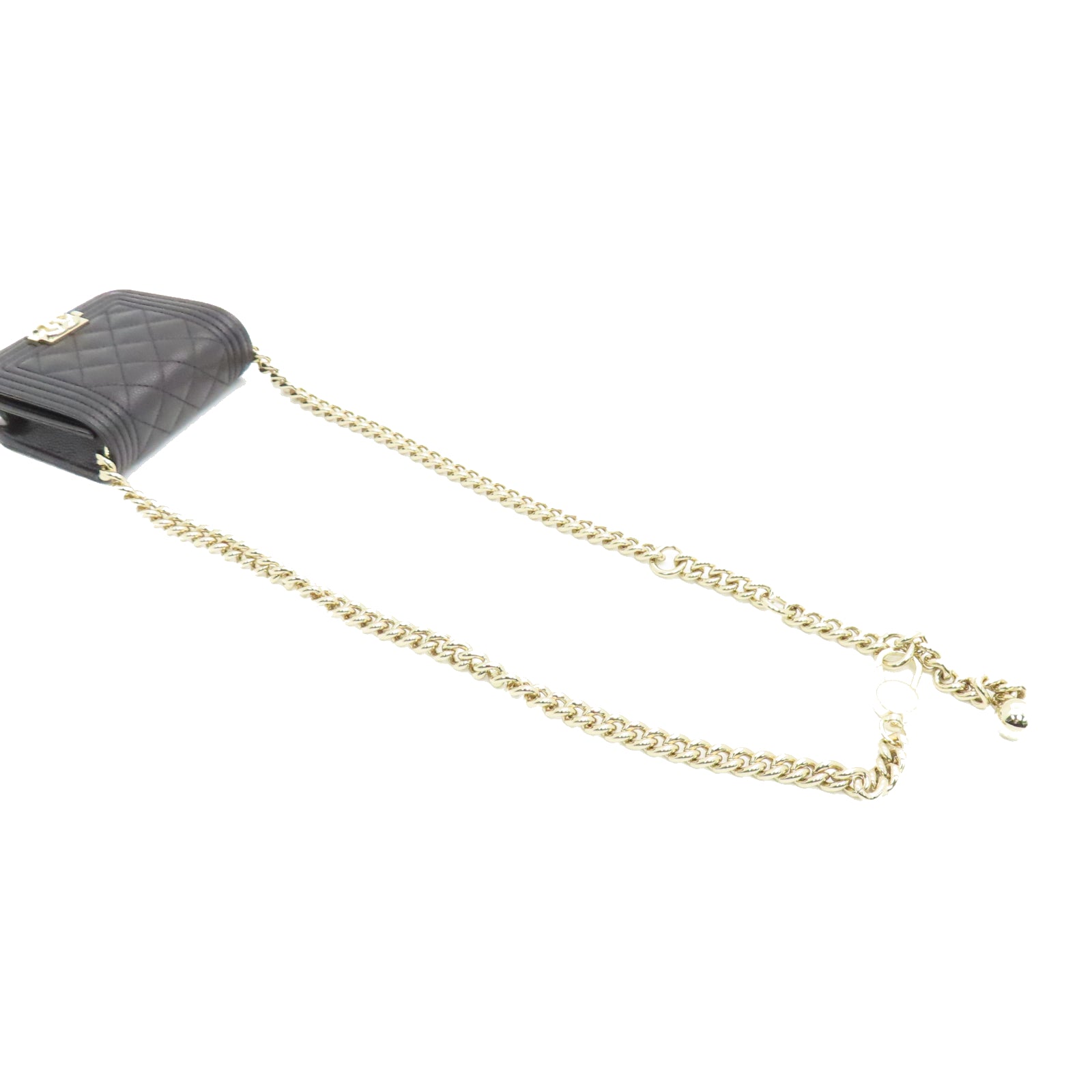 CHANEL 菱格Caviar皮革Waist Bag金扣链带腰包黑色