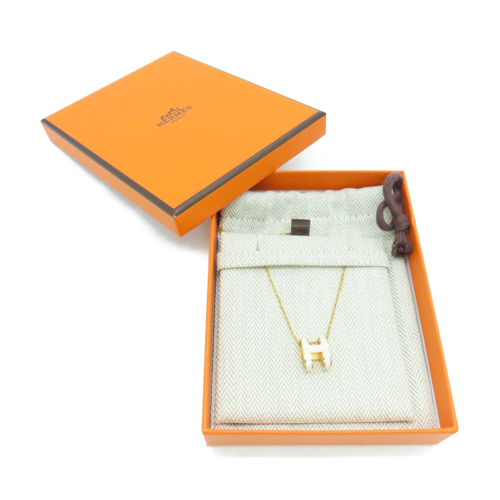 HERMES 金属Pop H Necklace项链白色/金色
