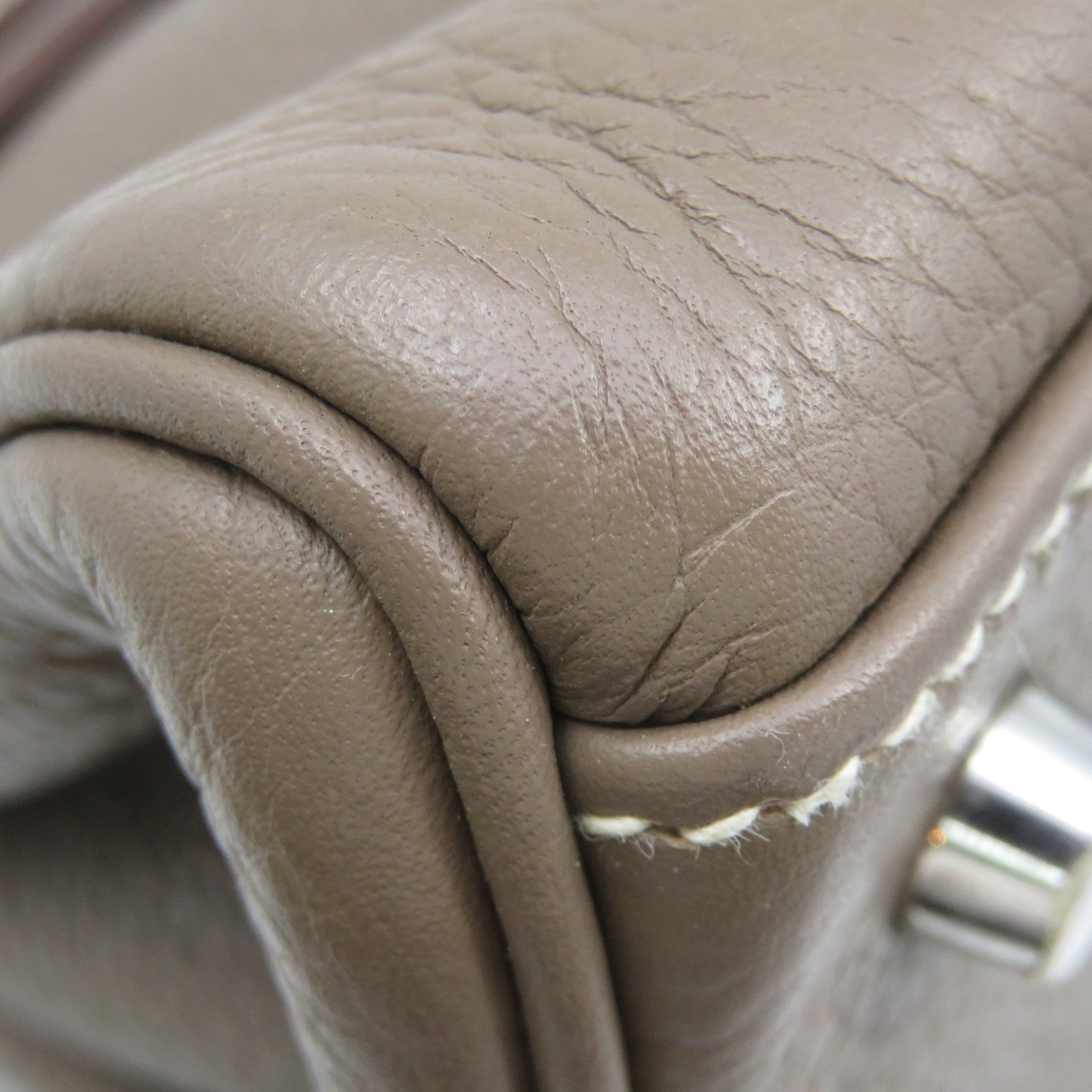 HERMES 【激减优惠】Clemence皮革银扣Shoulder Kelly Hand Bag手挽袋灰色