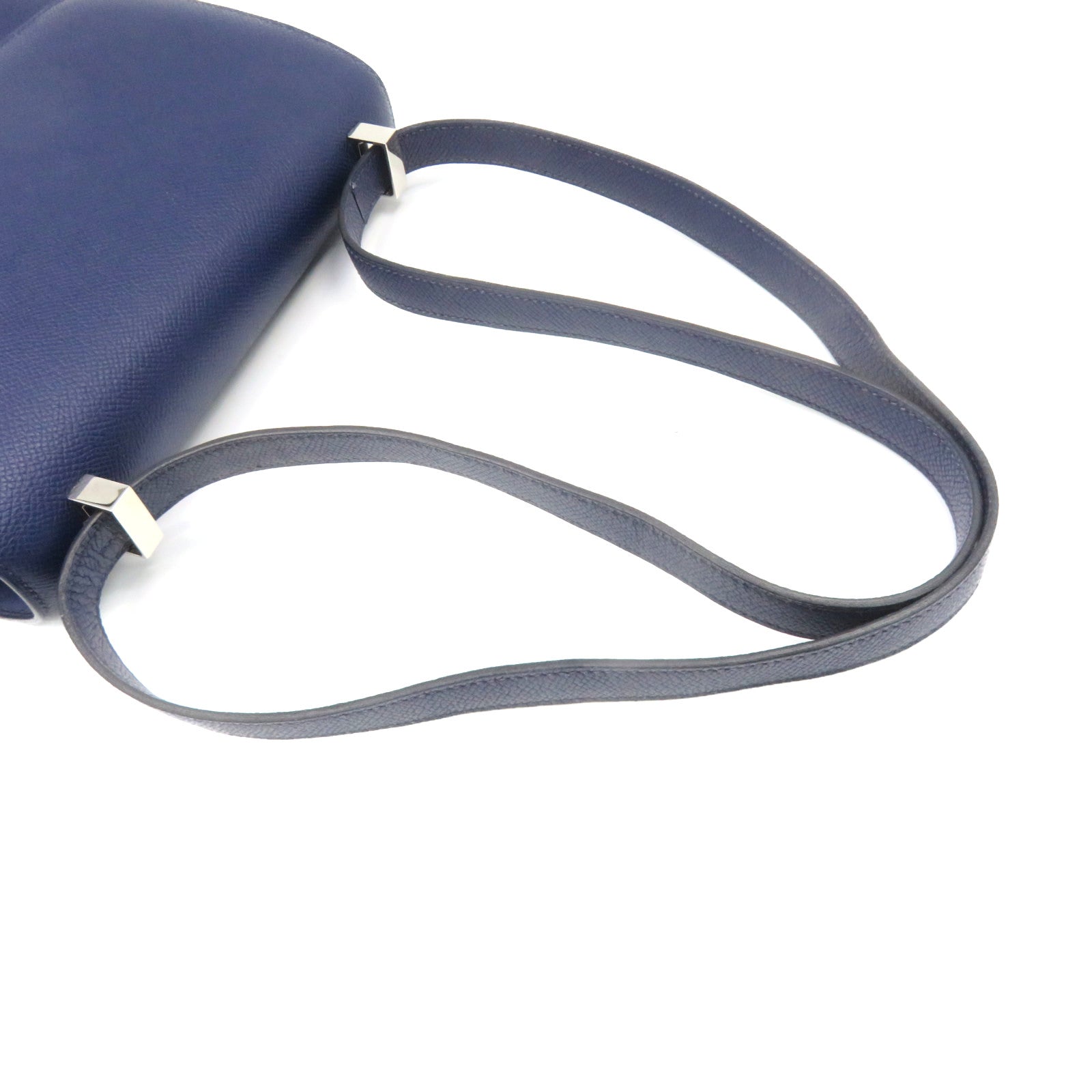 HERMES 【激減優惠】Epsom皮革Constance 24 Shoulder Bag銀扣肩背袋藍色