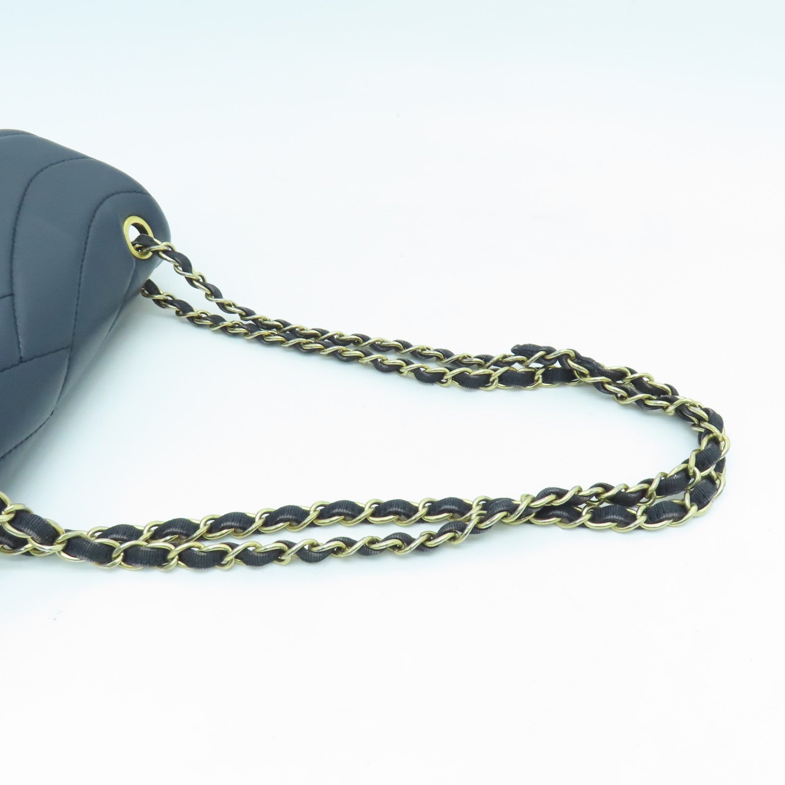 CHANEL 【激減優惠】羊皮皮革Chain Shoulder金扣肩背袋藍色