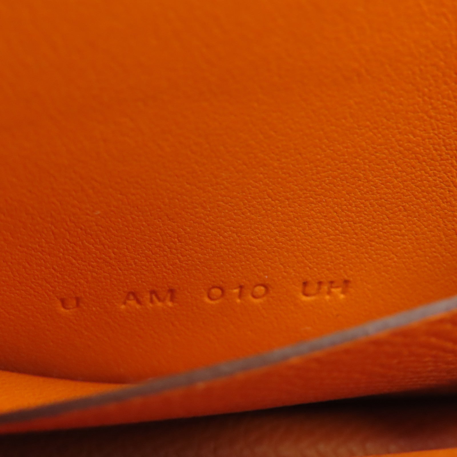 HERMES Epsom皮革Constance Silm金扣錢包橙色