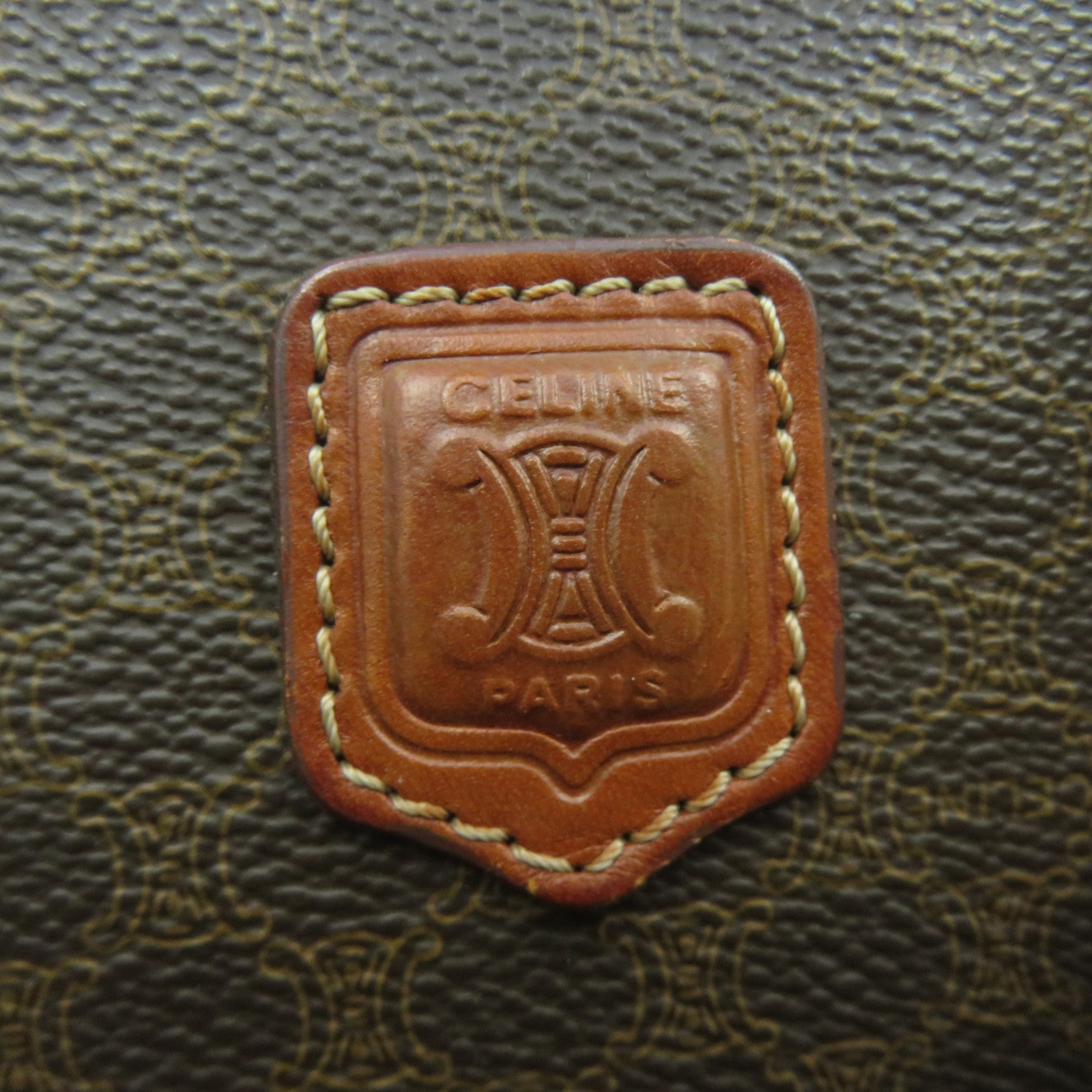 CELINE 塗層帆布Macadam Handbag金扣手挽袋啡色