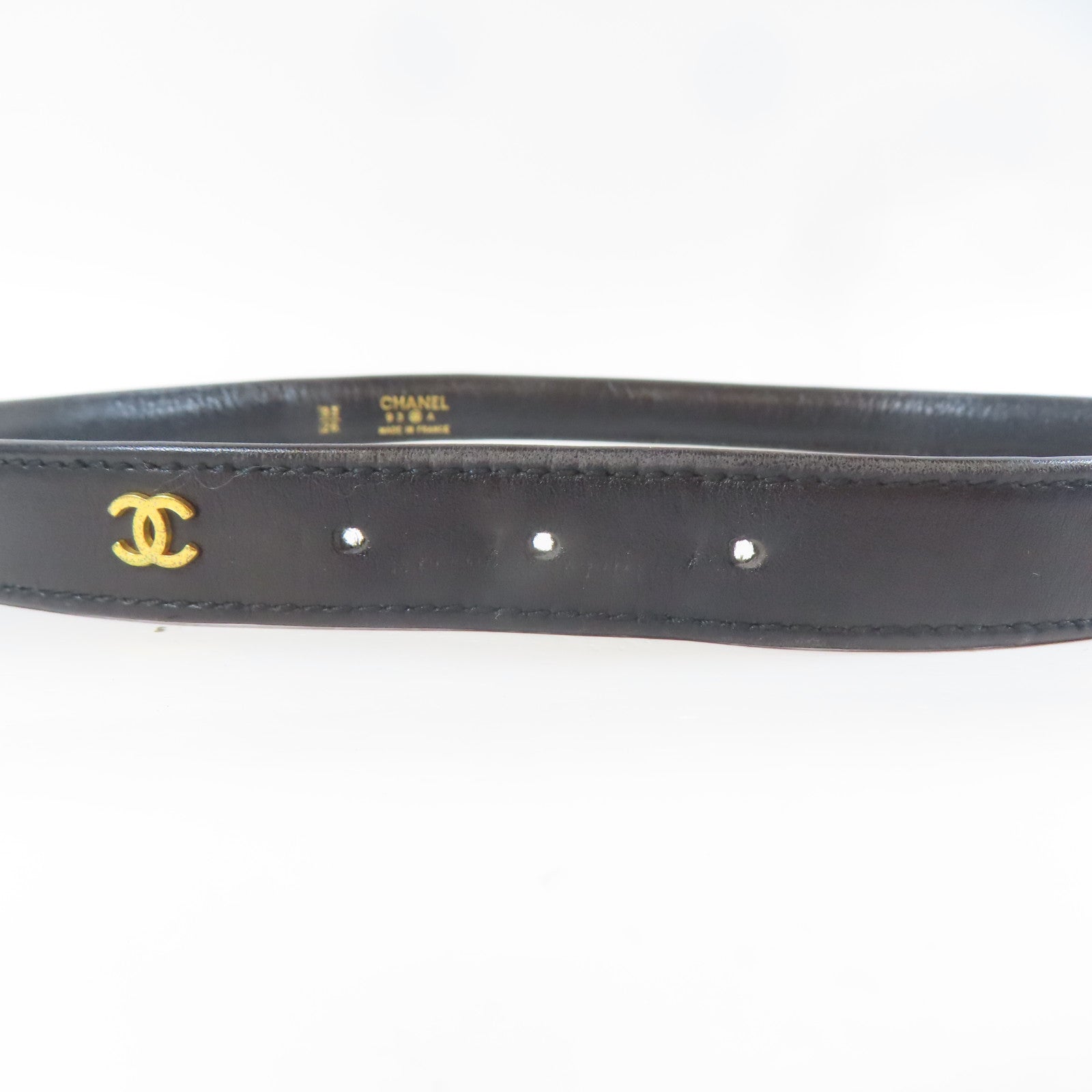 CHANEL 金屬/羊皮皮革Belt皮帶黑色/金色