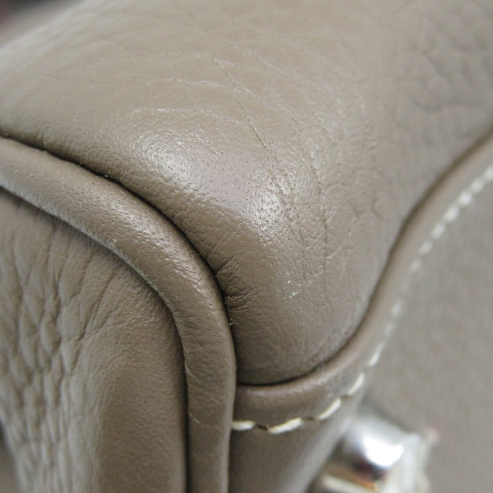 HERMES 【激减优惠】Clemence皮革银扣Shoulder Kelly Hand Bag手挽袋灰色