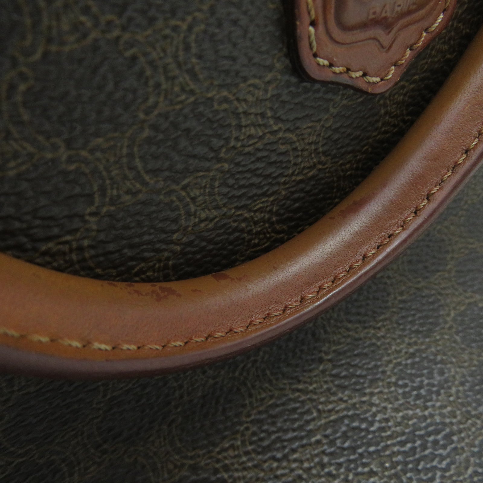 CELINE 塗層帆布Macadam Handbag金扣手挽袋啡色