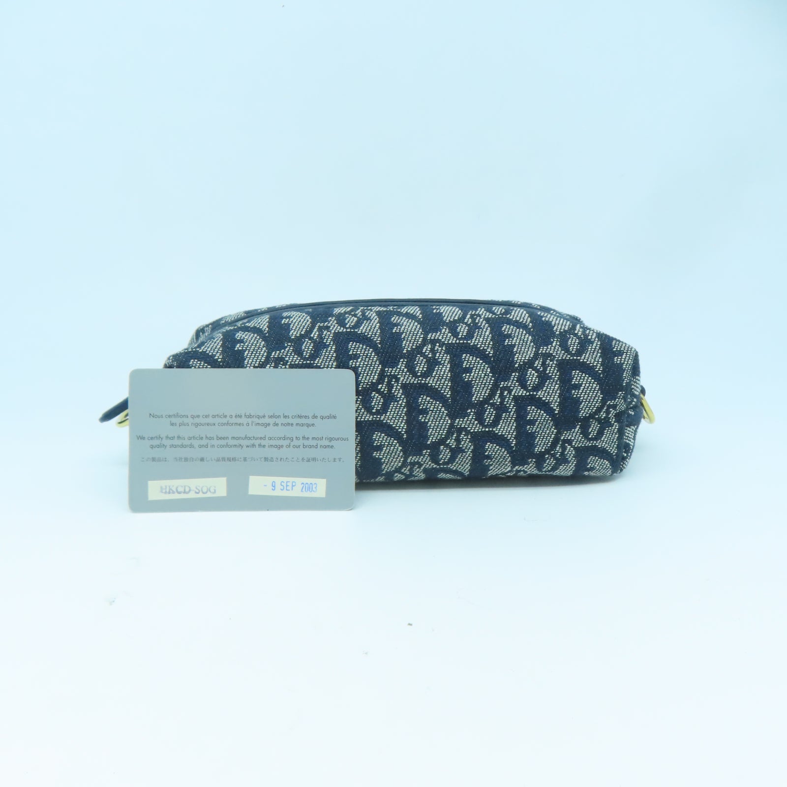 Dior 帆布Acc Pouch金扣手拿包藍色