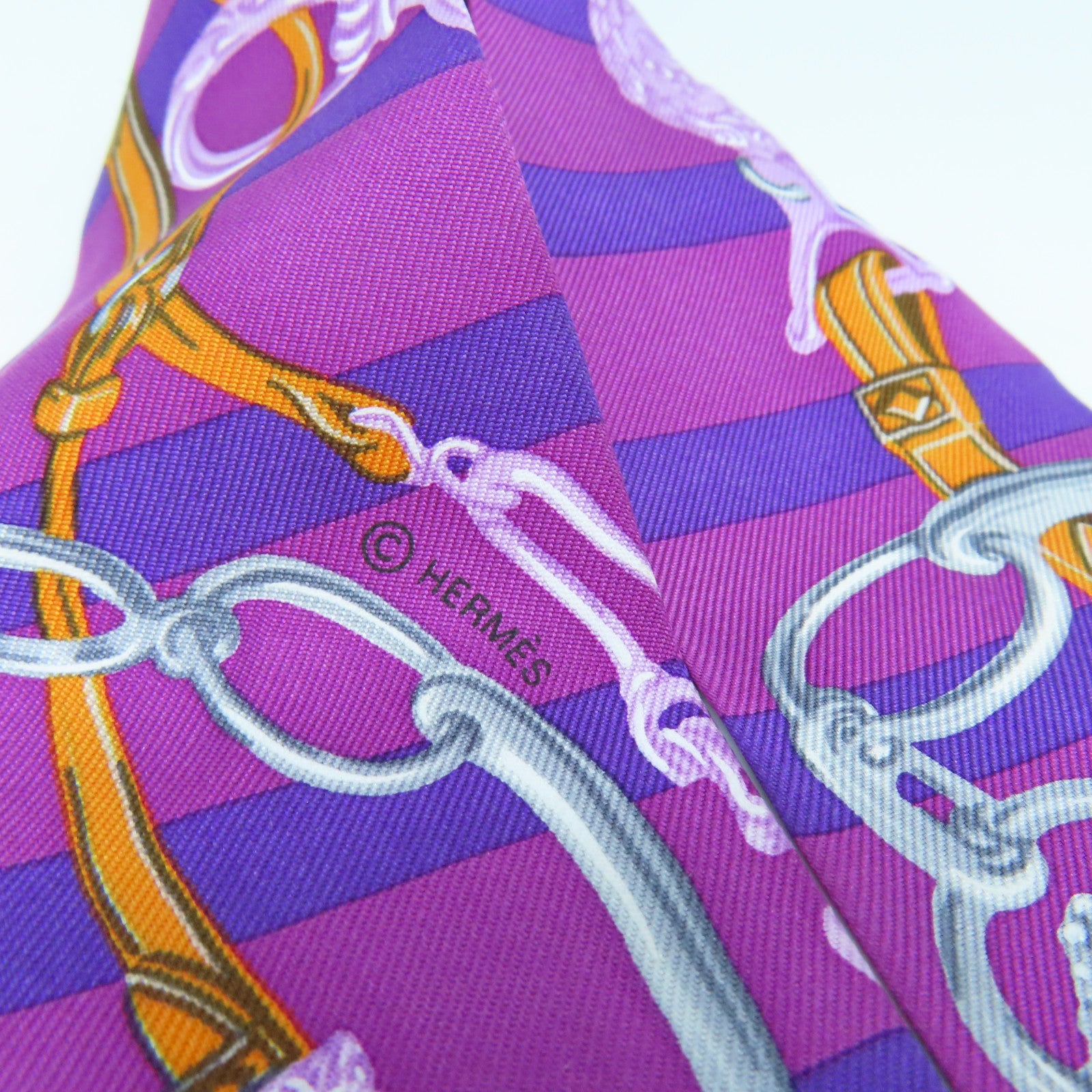 HERMES 【激減優惠】絲質Twilly絲巾紫色