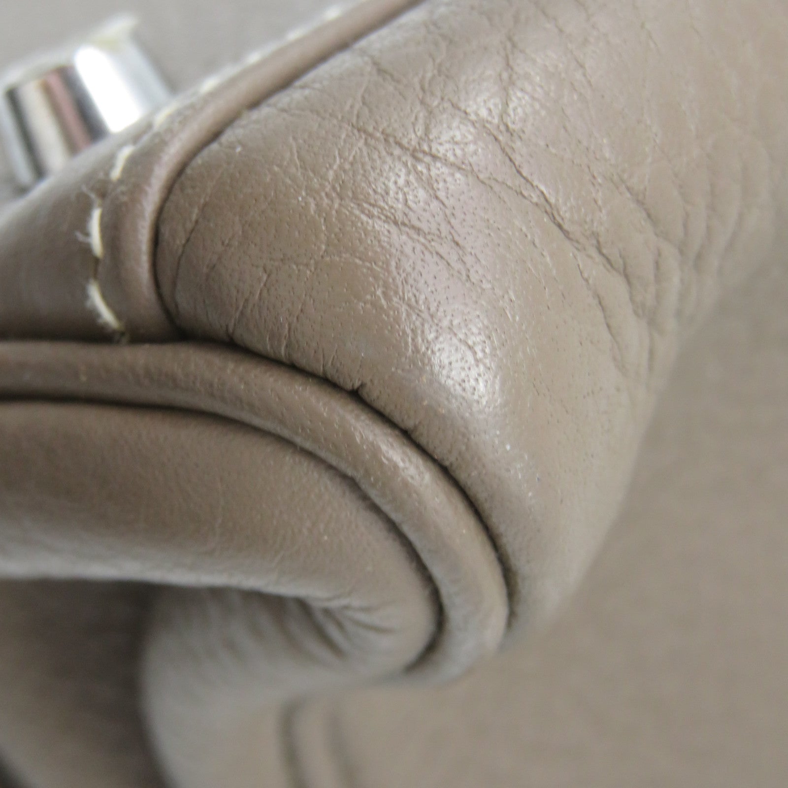 HERMES 【激减优惠】Clemence皮革银扣Shoulder Kelly Hand Bag手挽袋灰色