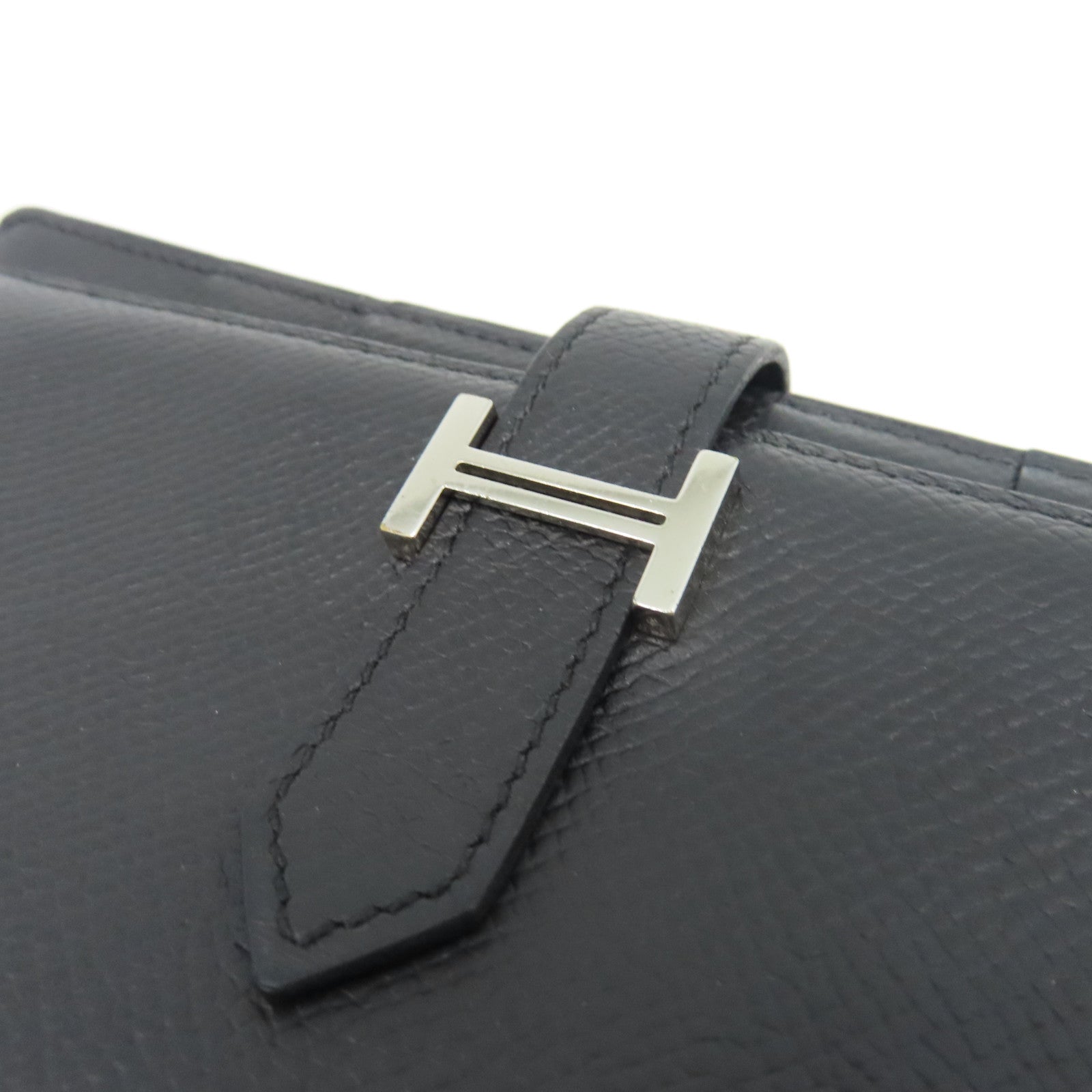HERMES 【激減優惠】Veau Epsom皮革Bearn Wallet銀扣長錢包黑色